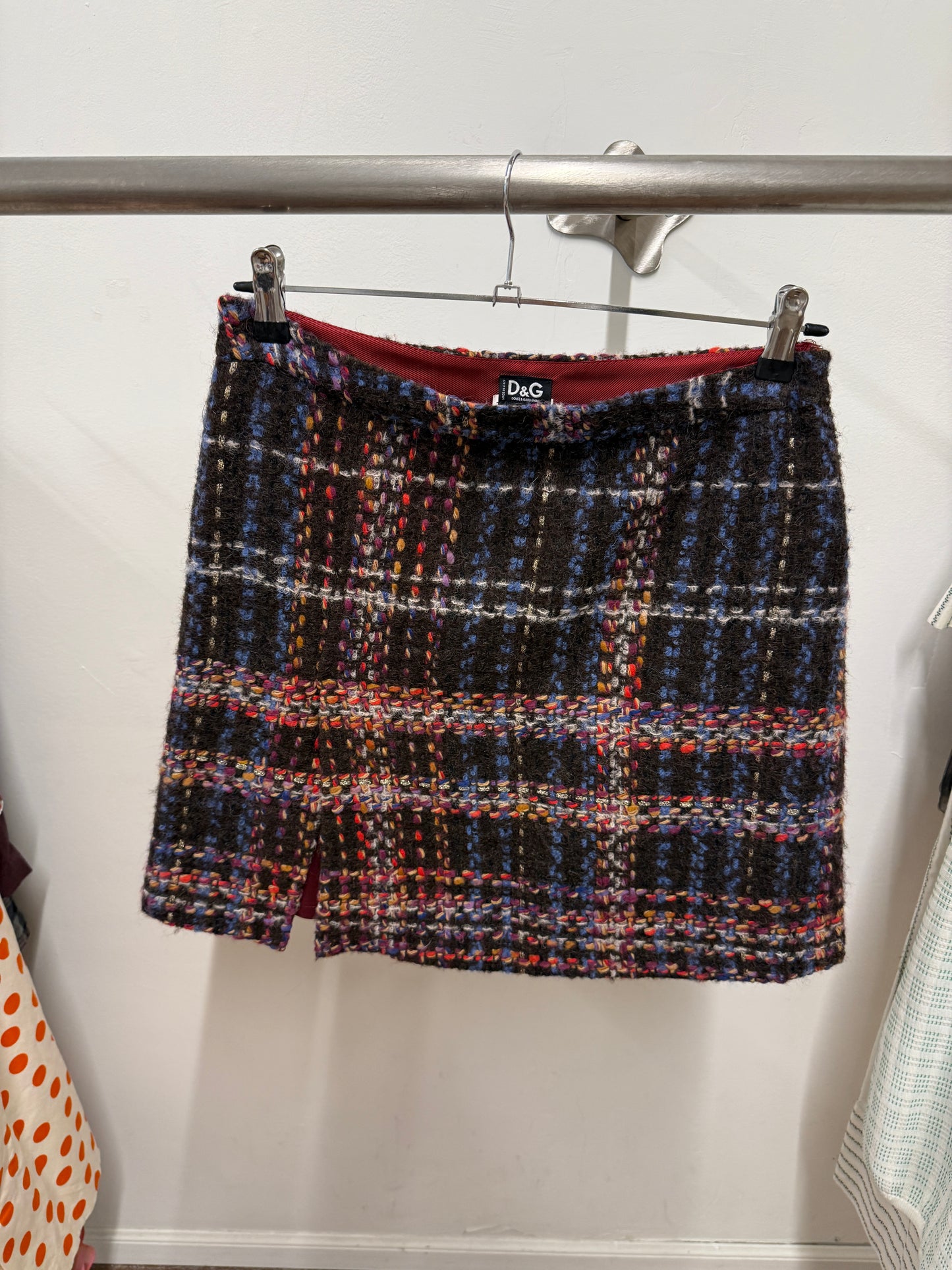 D&G Multicolor Wool Tweed Mini Skirt