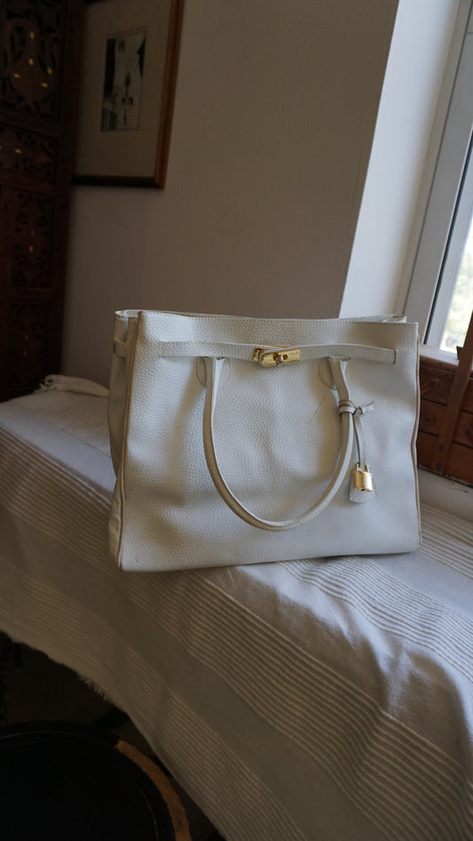 ROGANI white leather shoulder bag