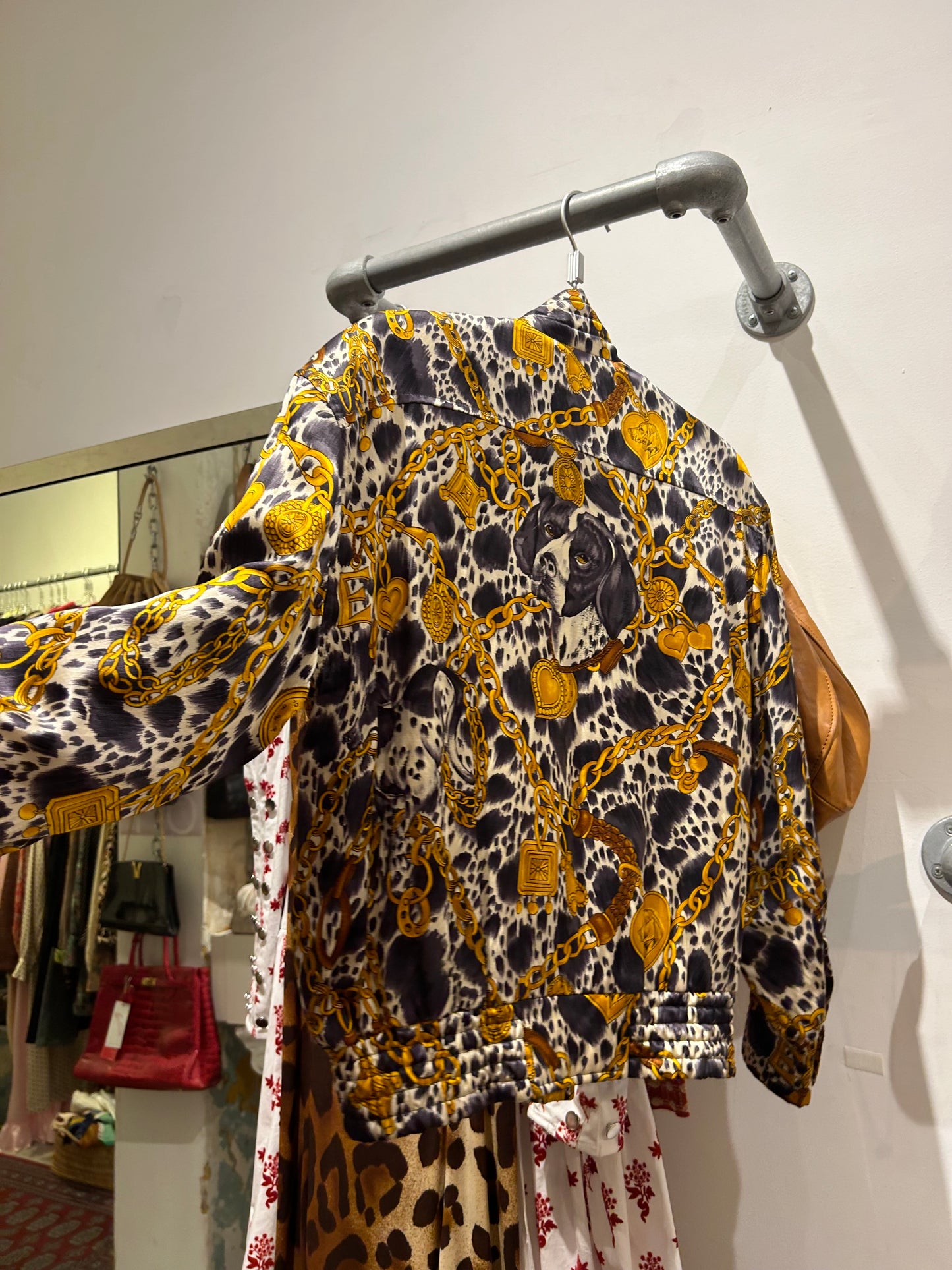 1980s Escada dalmatian silk bomber jacket