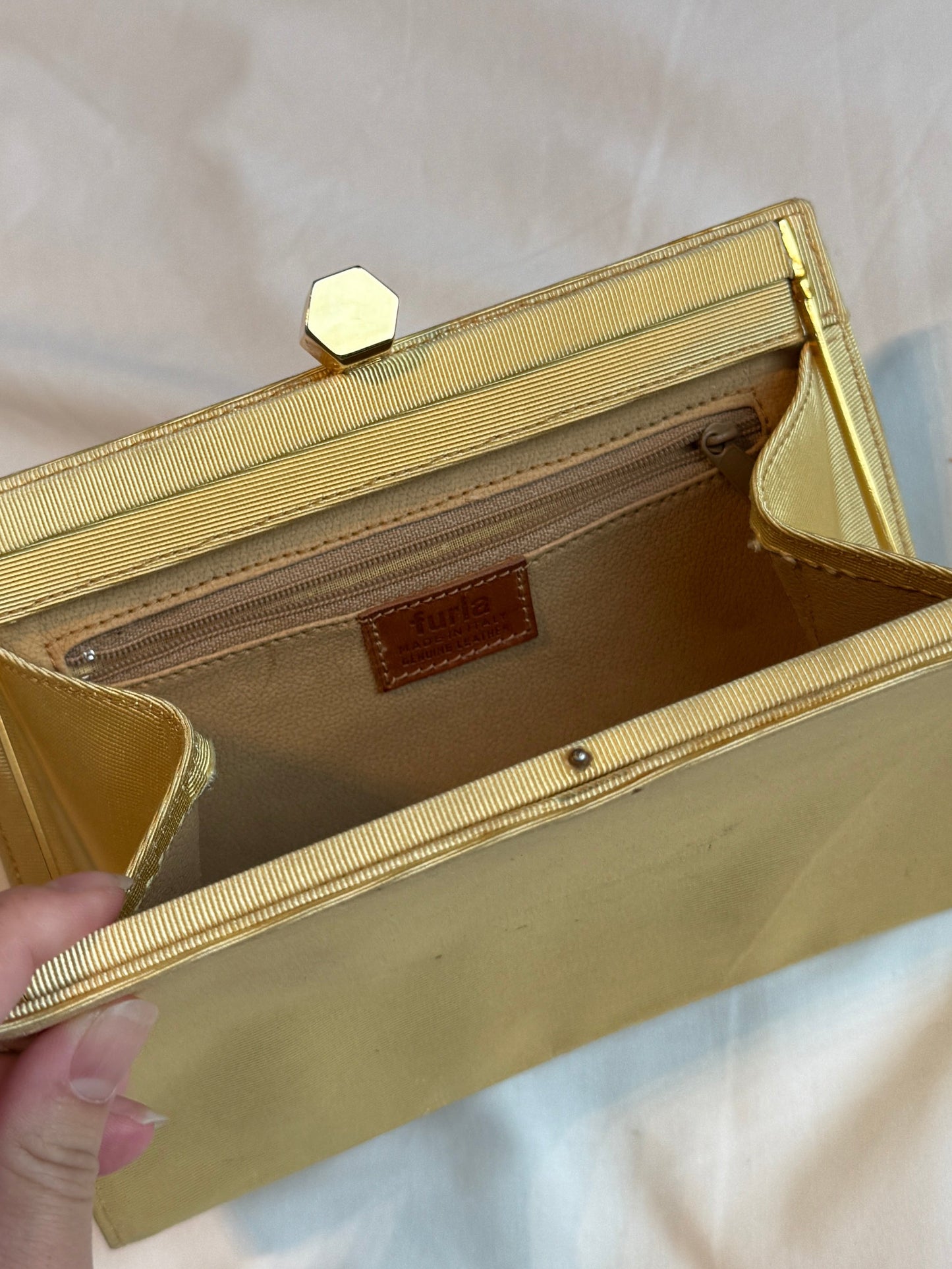 Vintage Furla Gold Clutch Bag