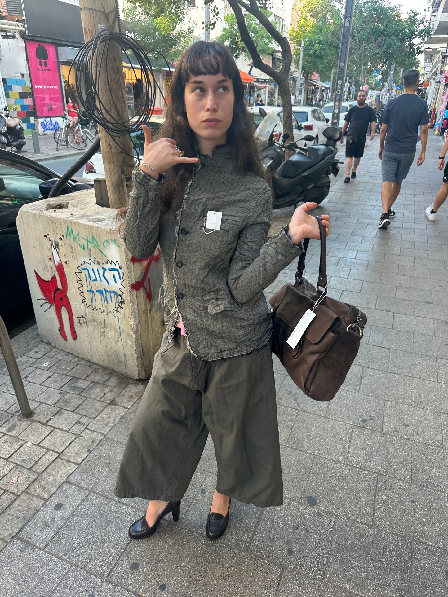 gomme distressed herringbone blazer