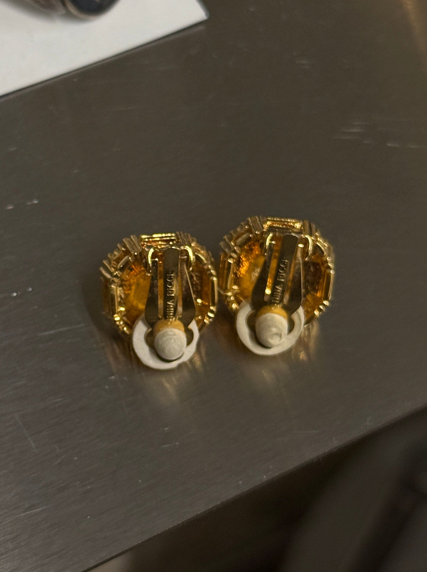 Nina Ricci Vintage Pearl & Crystal Clip-On Earrings