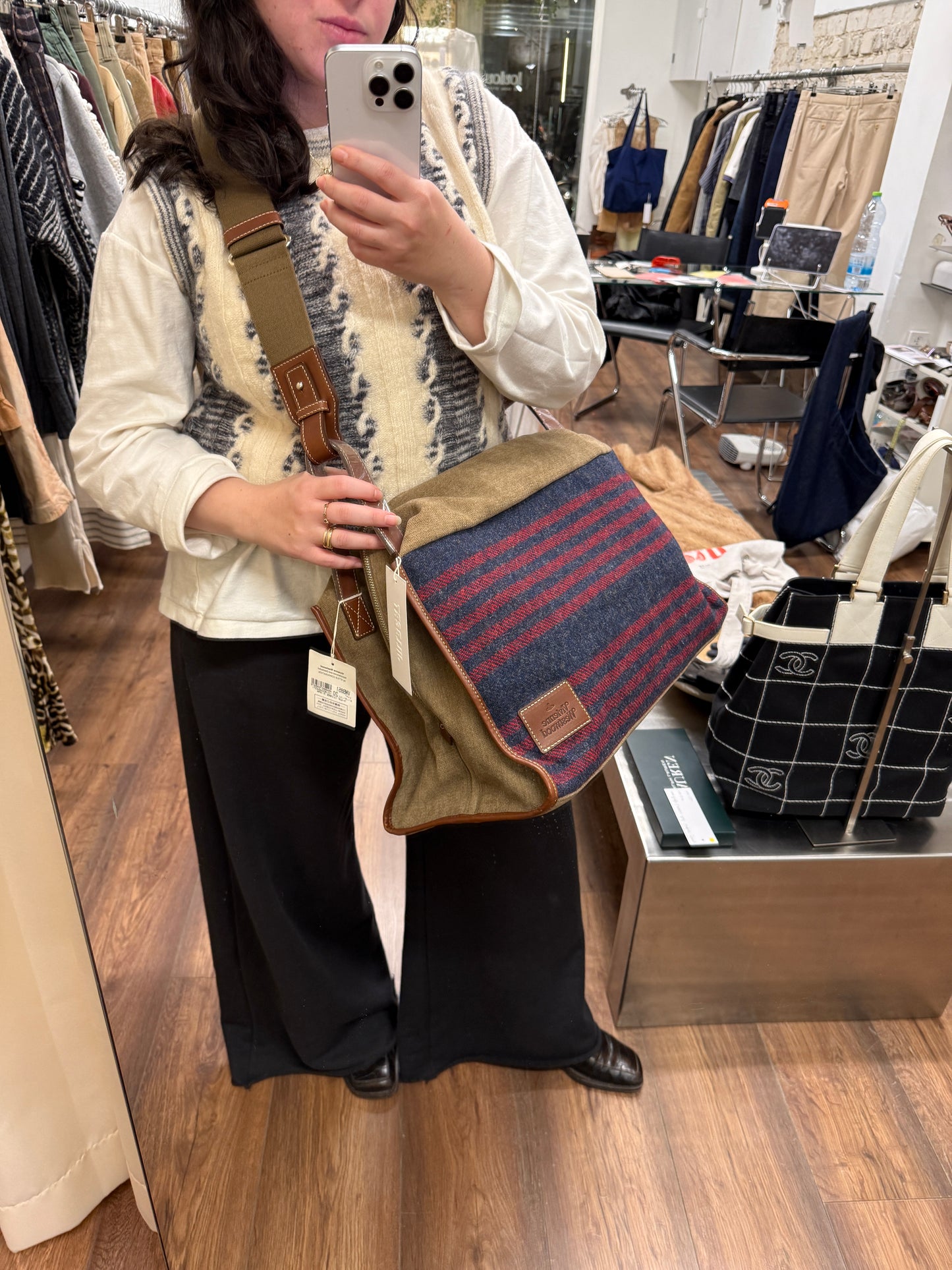 Vivienne Westwood Accessories × Harris Tweed Large Shoulder Bag
