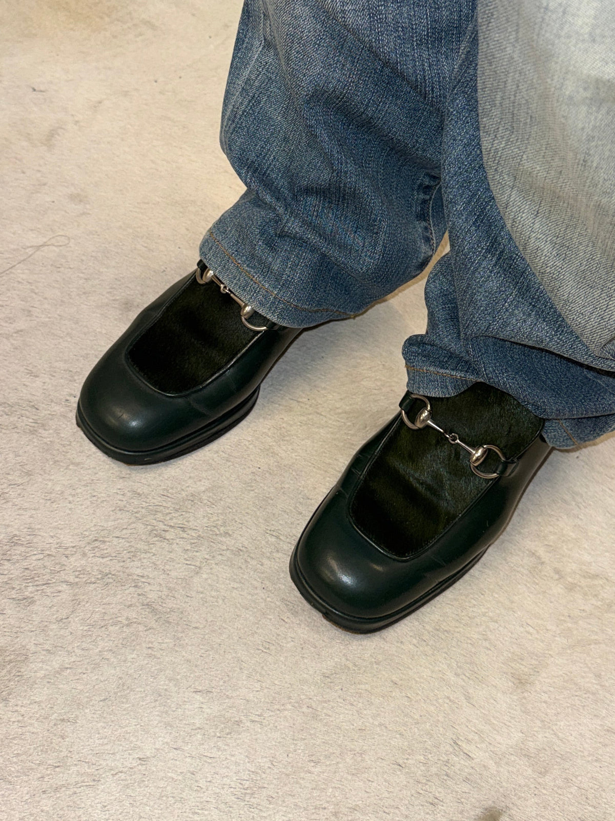 Gucci Horsebit Calf Hair Leather Loafers 35 EU