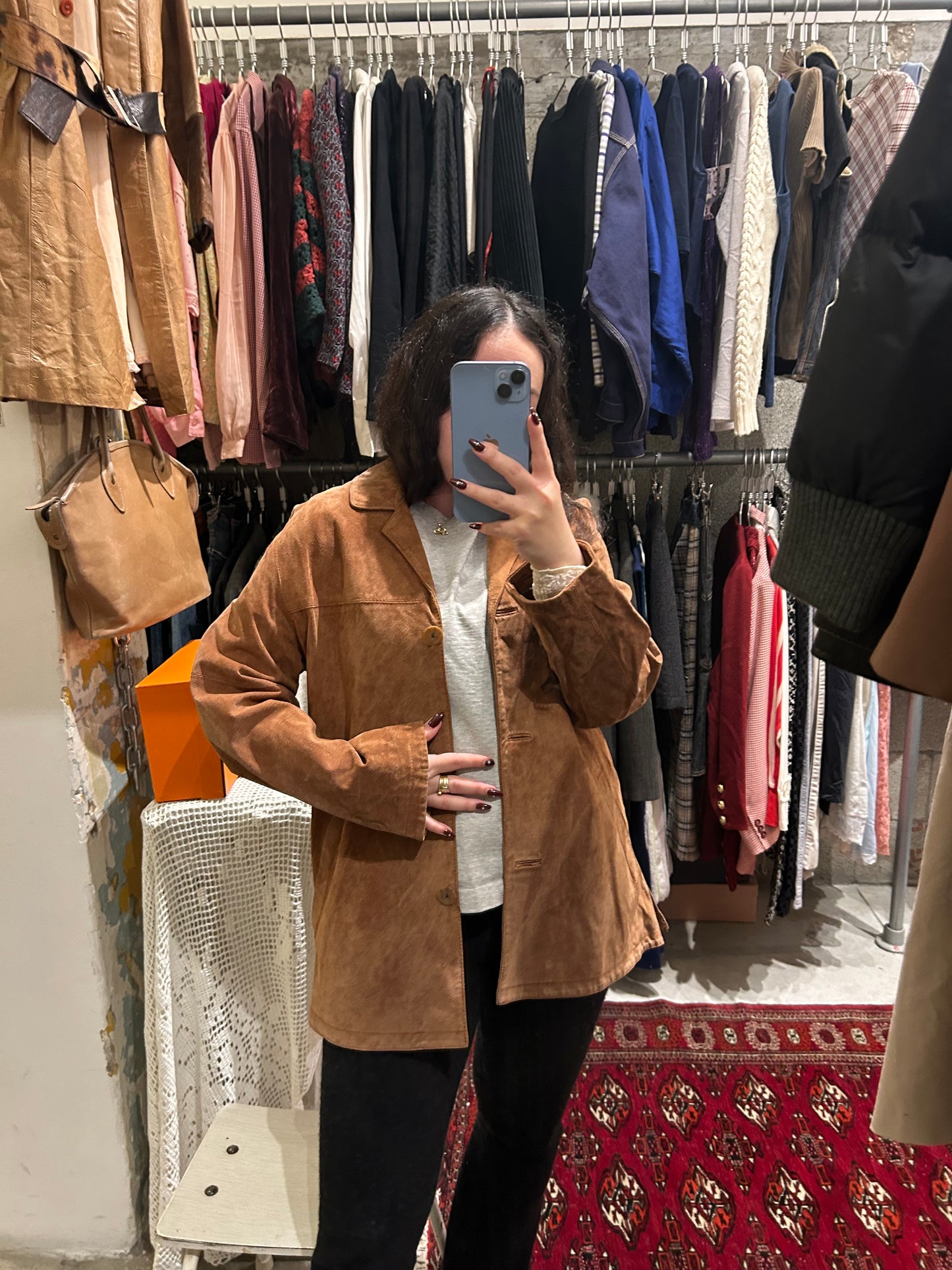 Reddish brown suede jacket