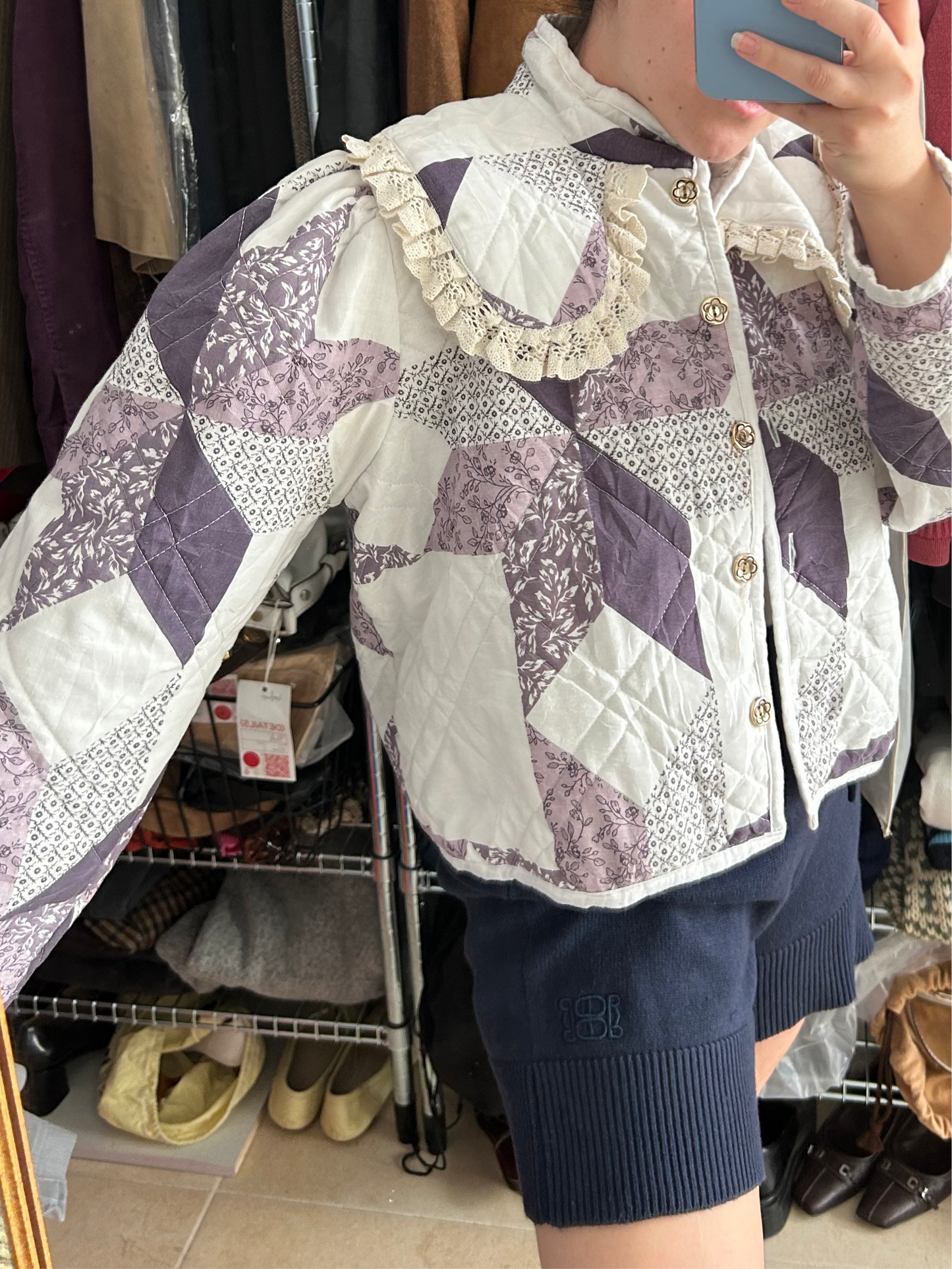 Handmade quilt collar coat