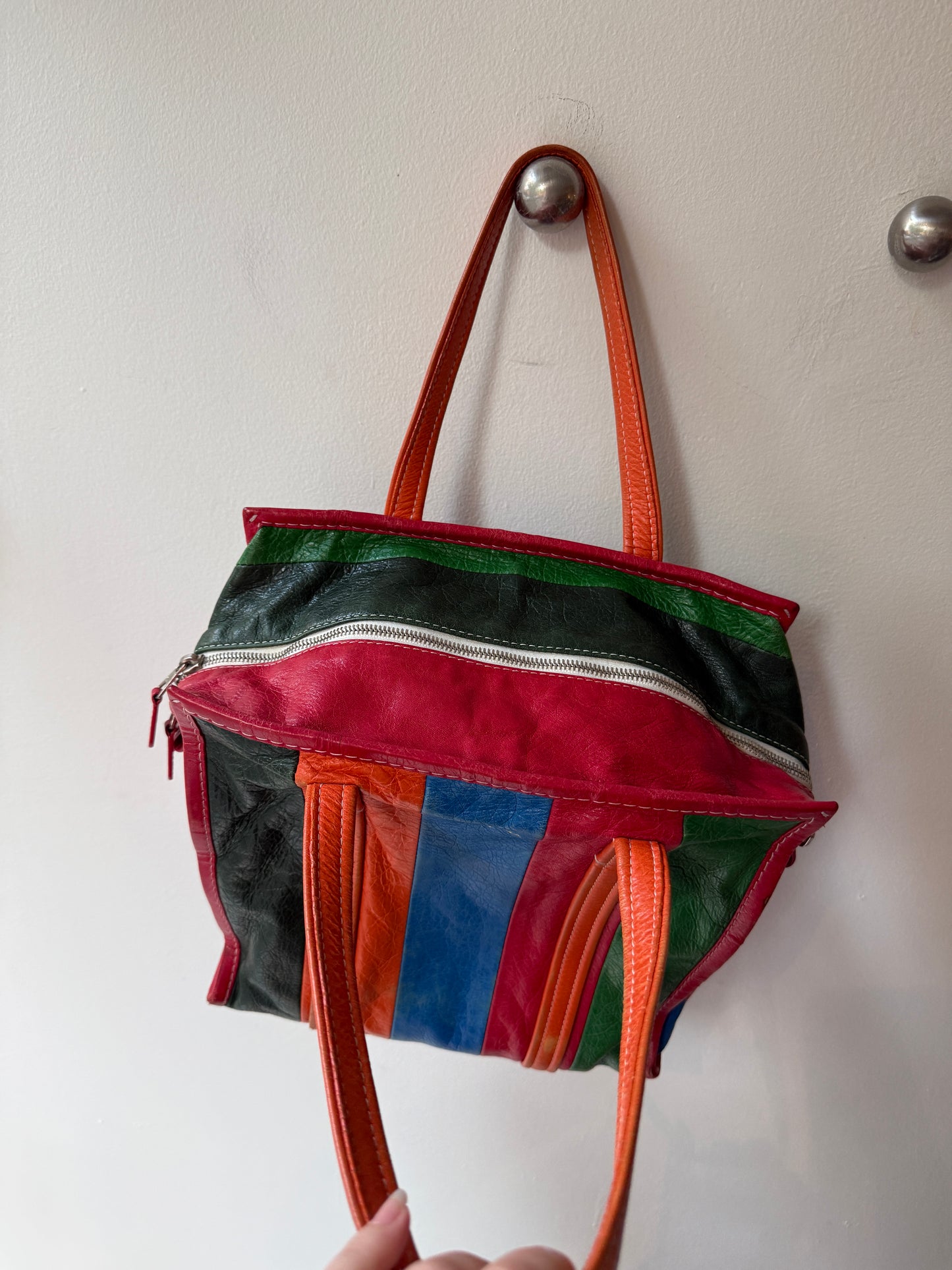 Balenciaga Circa 2017 Bazar Shopper S Multicolor Leather Bag