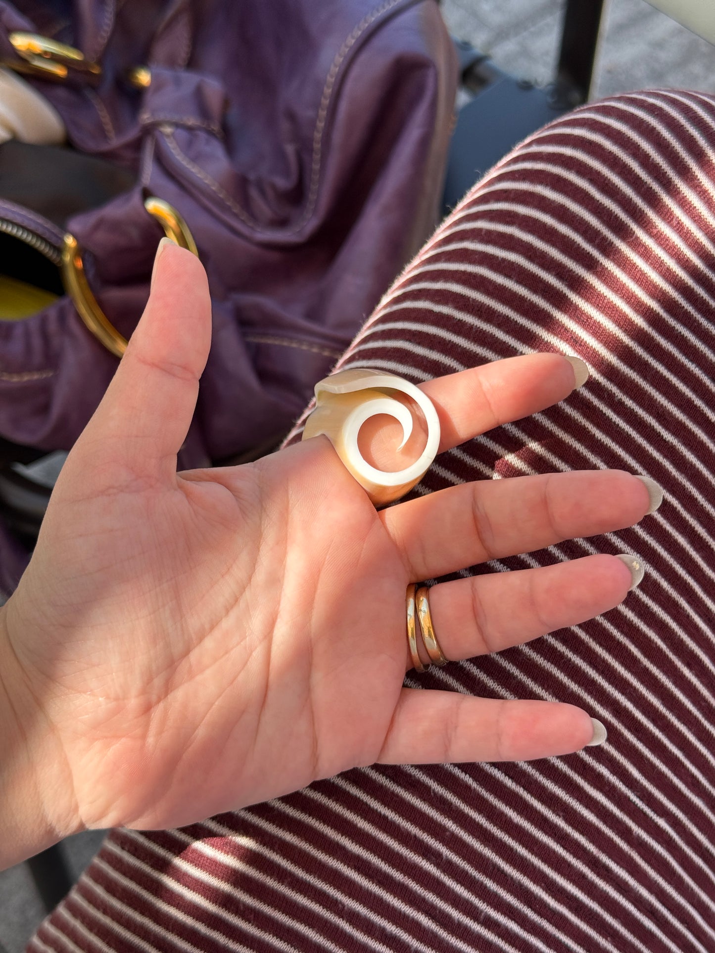 Vintage Carved Shell Statement Ring