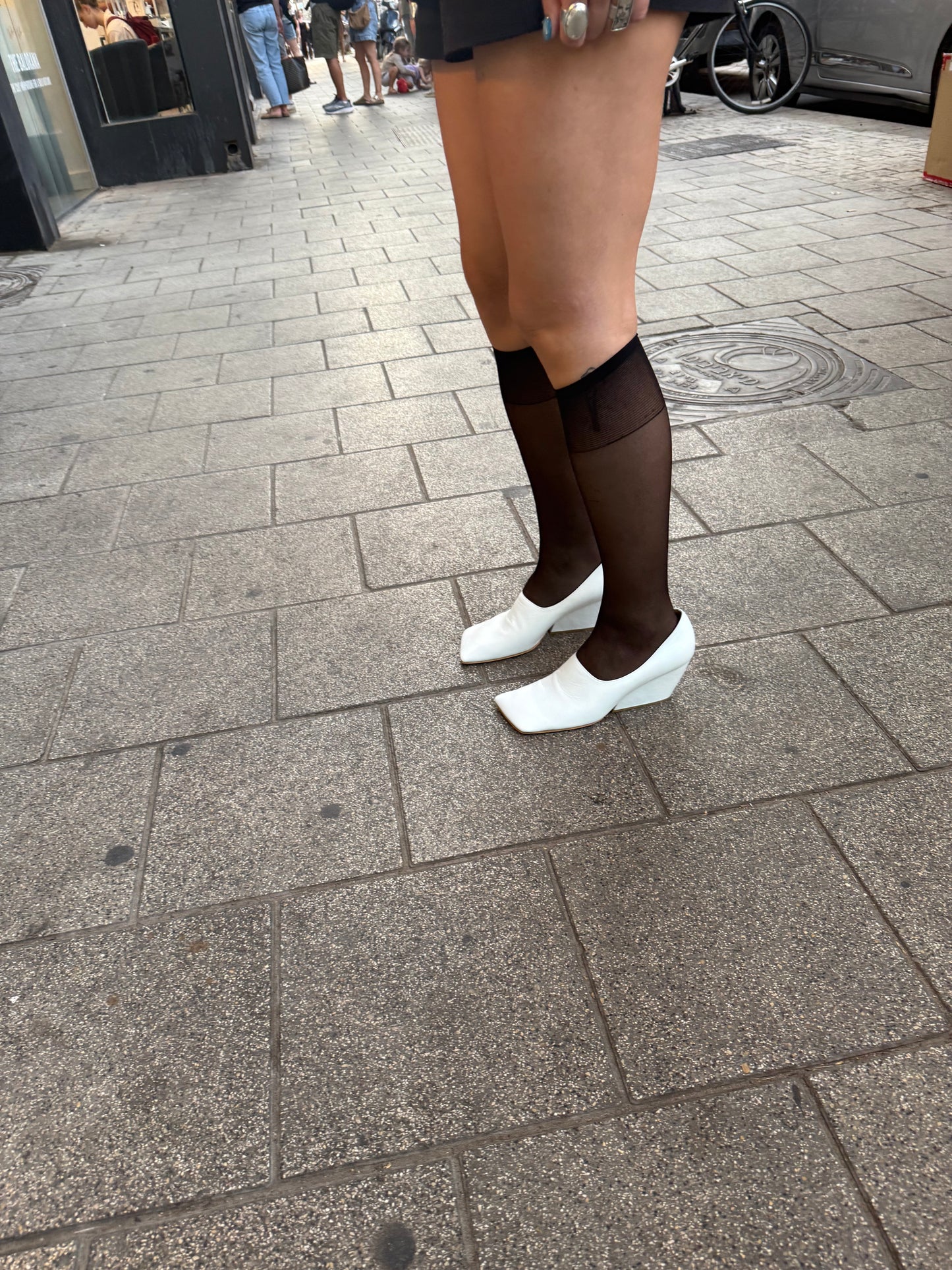 Pippichic White Leather Wedge Mules