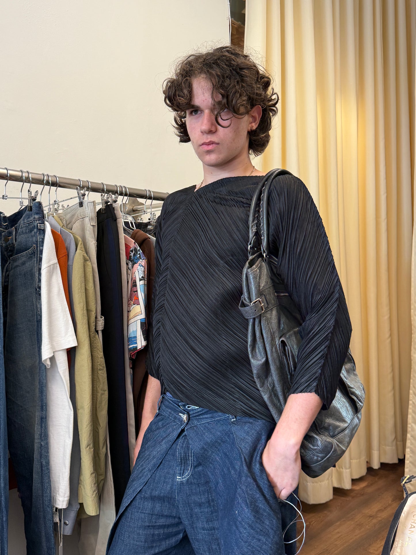 Pleats Please Issey Miyake Asymmetrical Pleated Top