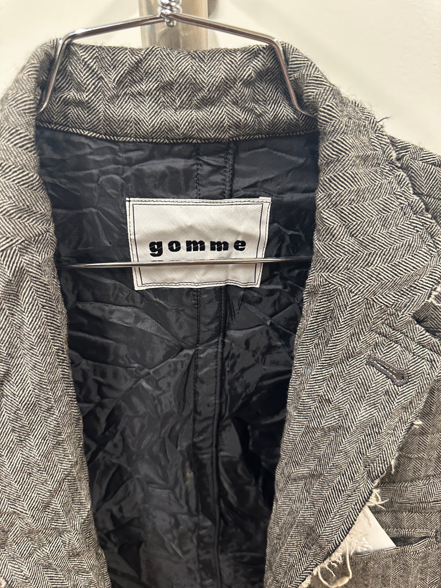 gomme distressed herringbone blazer