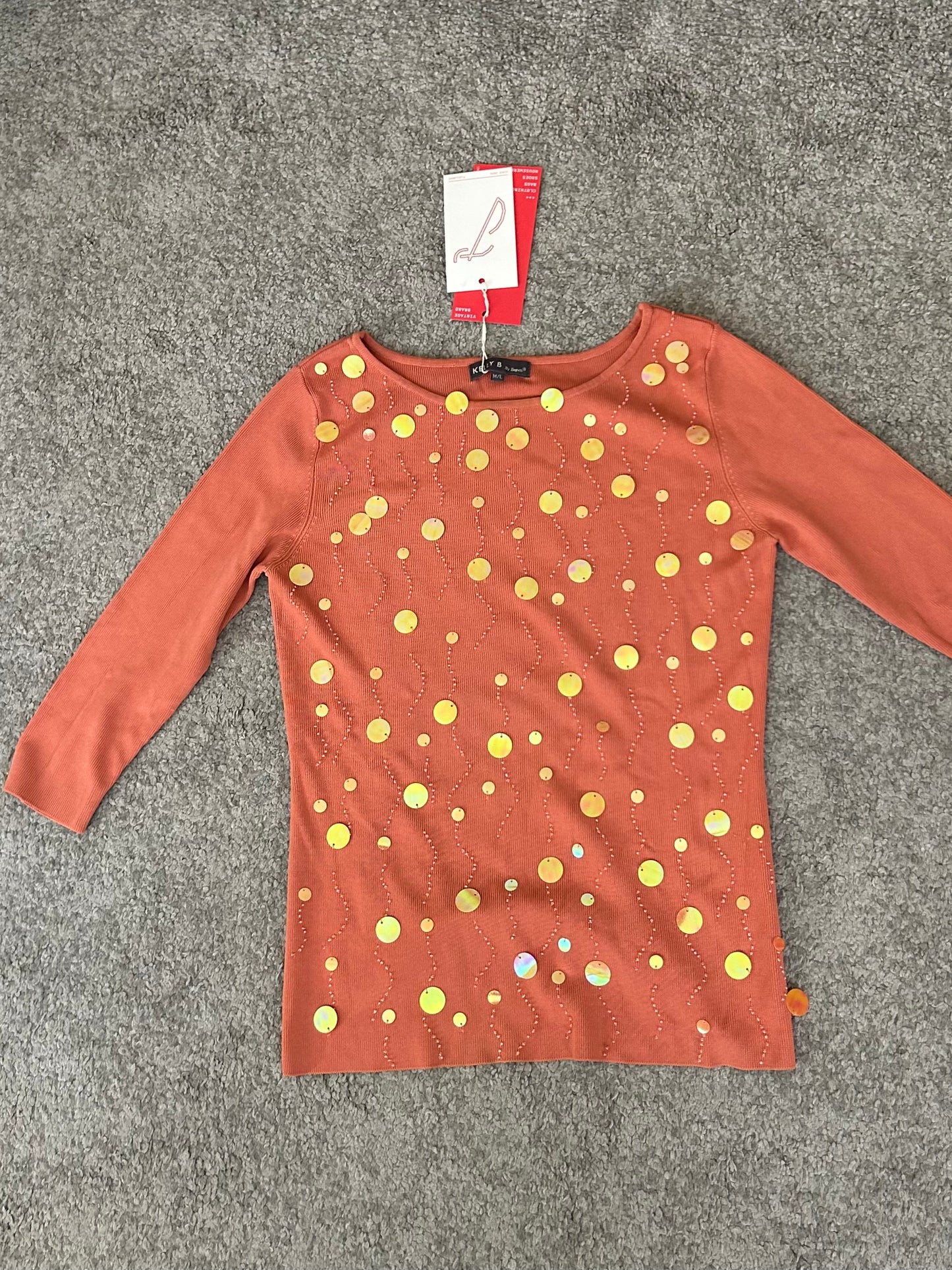 Kelly B sequence orange 3/4 blouse