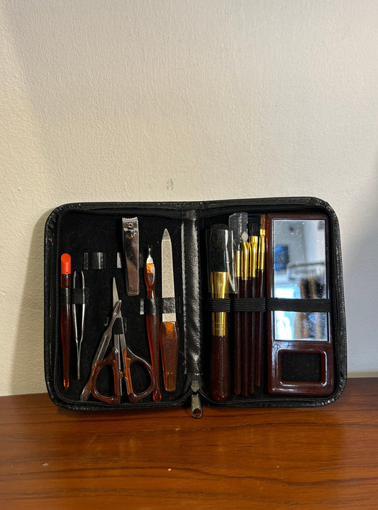 Vintage carry-on nail and makeup kit