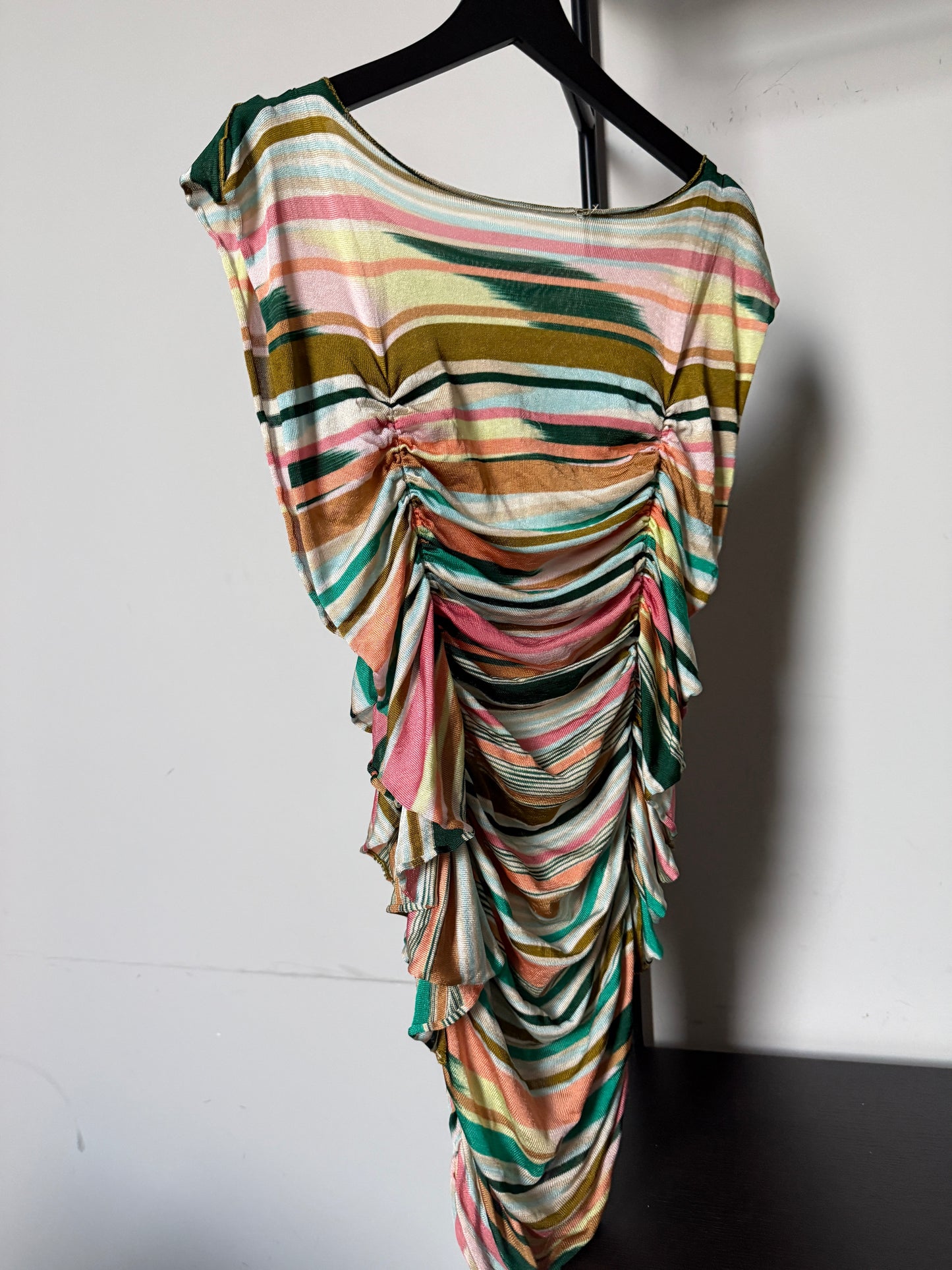 Early 2000s Missoni Ruched Striped Knit Dress