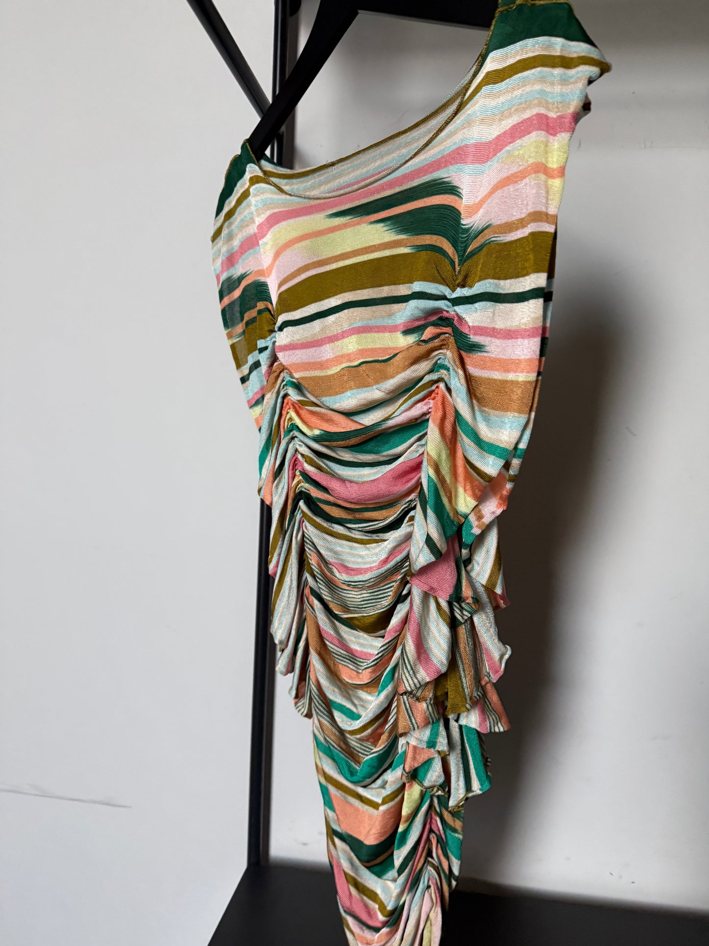 Early 2000s Missoni Ruched Striped Knit Dress