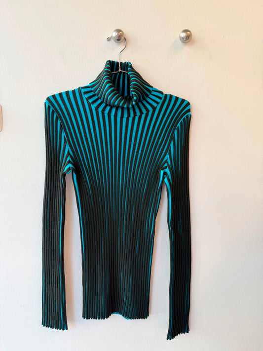 Issey Miyake Striped Ribbed Wool Turtleneck, AW2003
