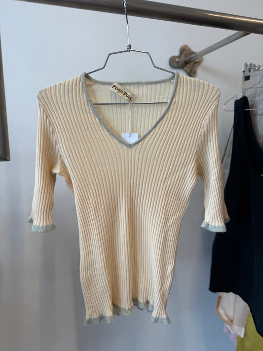 Penny Pull Ribbed V-Neck Knit Top