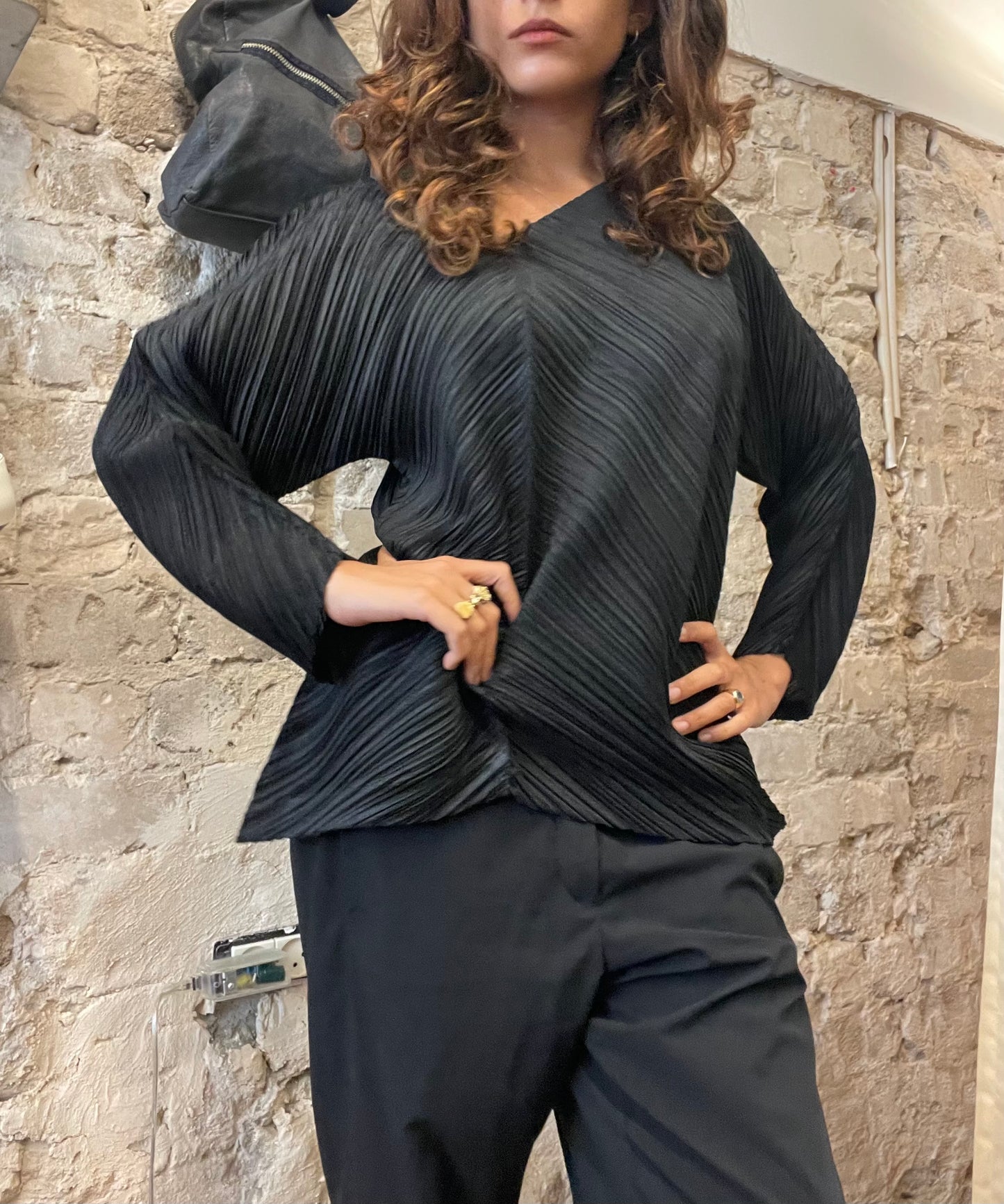Pleats Please Issey Miyake Asymmetrical Pleated Top