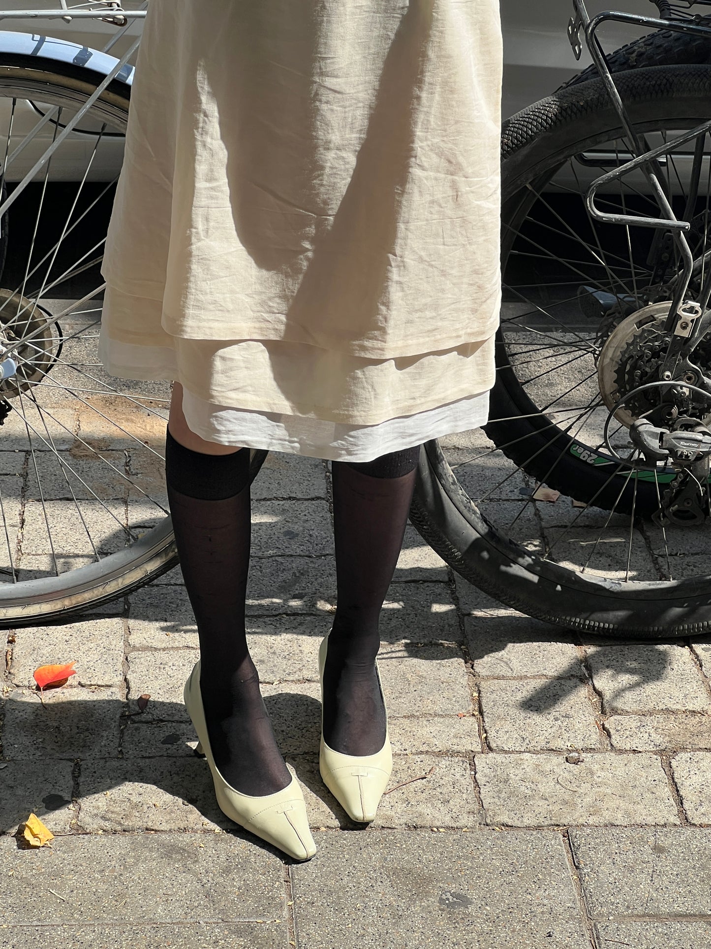 La Mode Balenciaga Cream Layers Dress