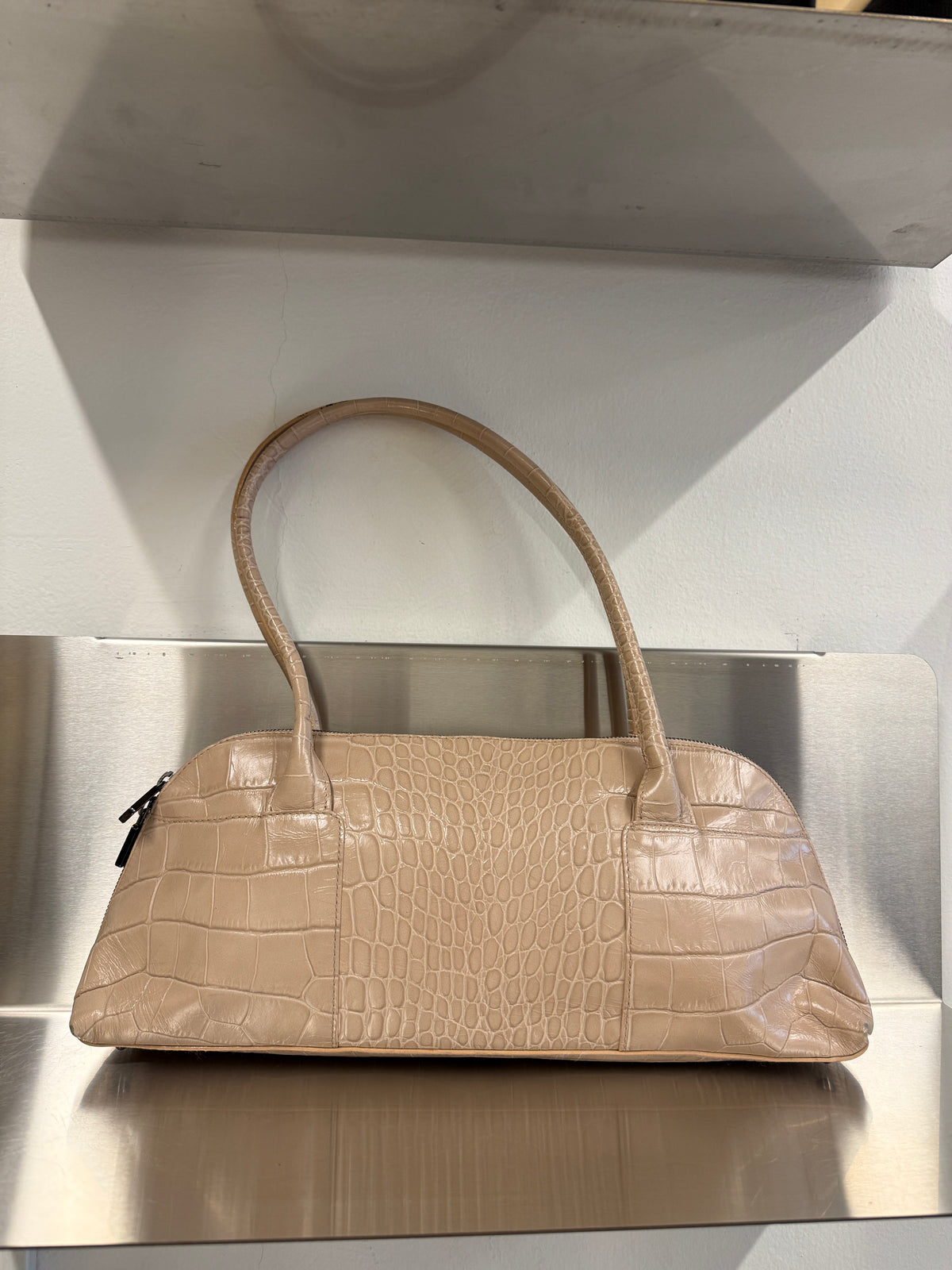 Furla Croc-Embossed Zip Tote