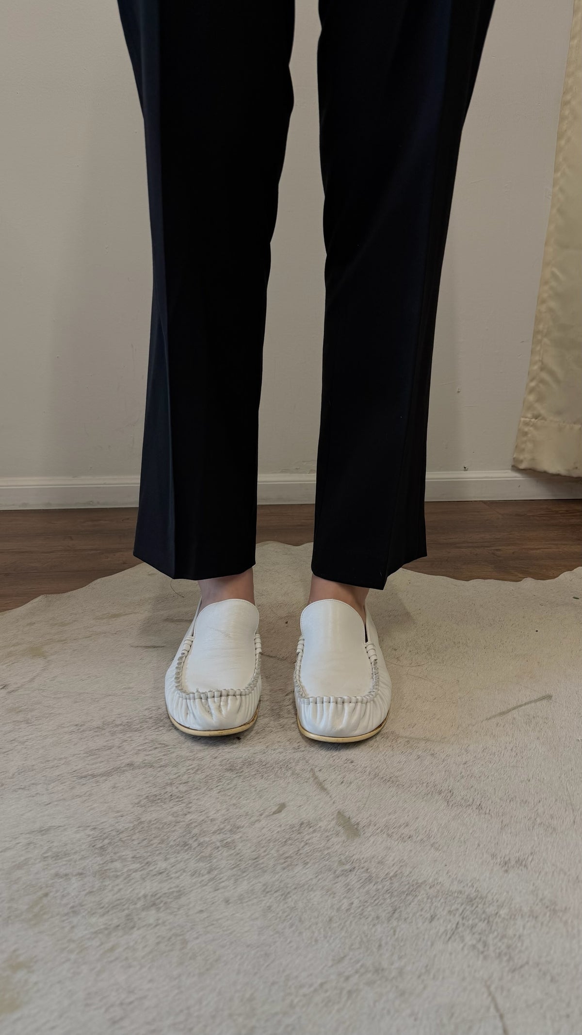 Vintage I.S. Issey Miyake Sport White Leather Loafers
