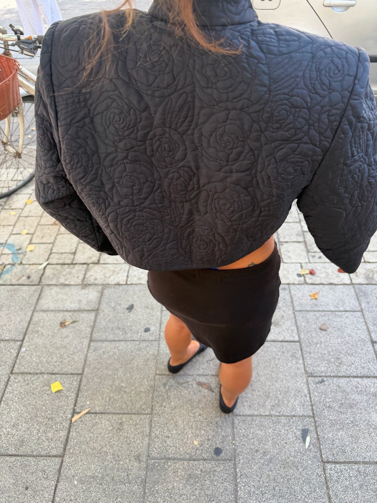 Khanitha Vintage Quilted Rose Cropped Jacket 1980s/90s