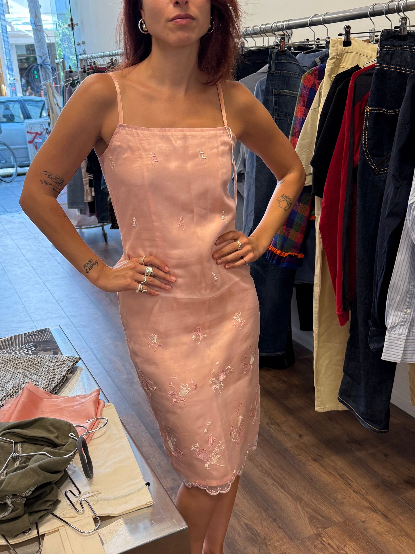 Vintage Embroidered Sheer Slip Dress