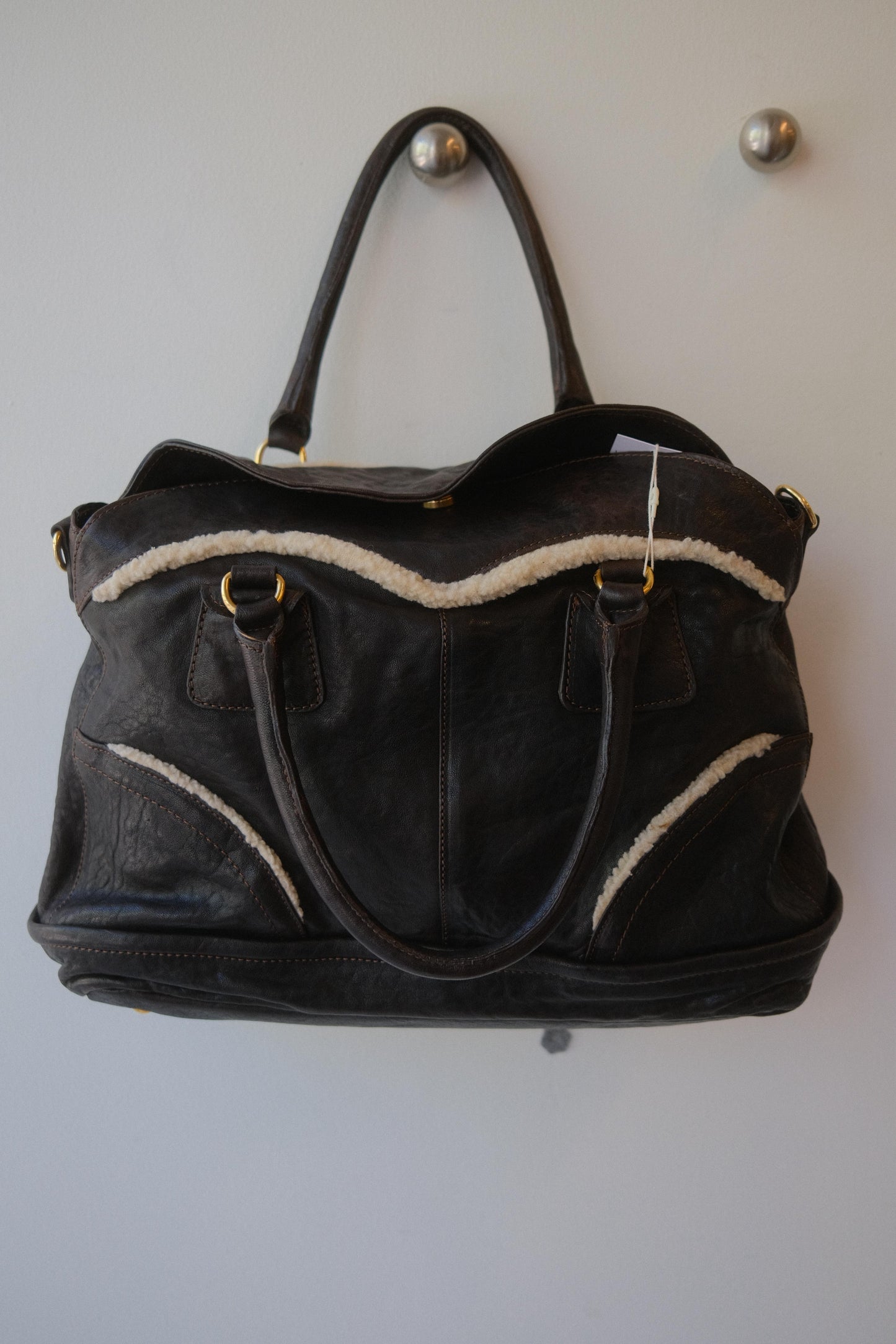 Aleanto Shearling Leather 2-Way Bag