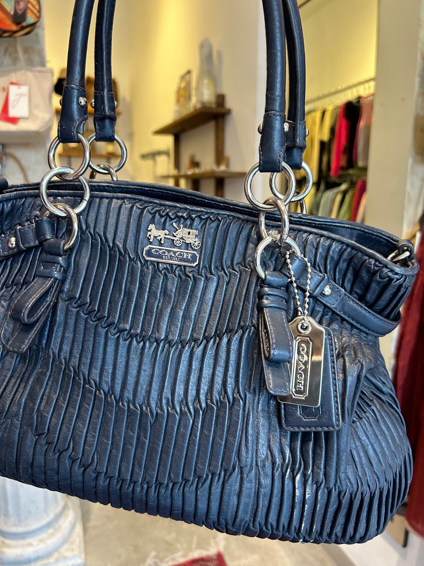 COACH madison pleated leather bag