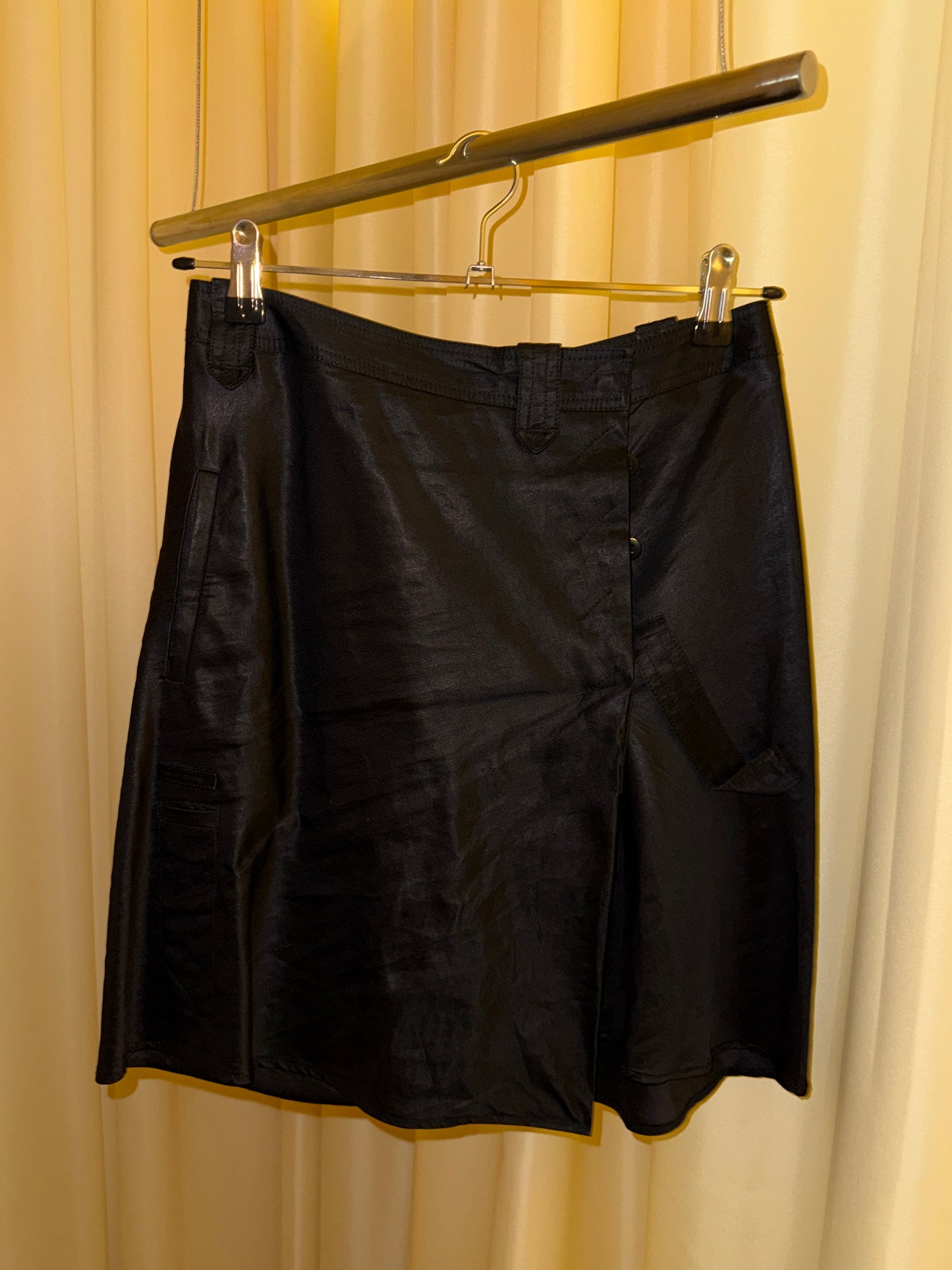 Costume National Black Satin Mini Skirt