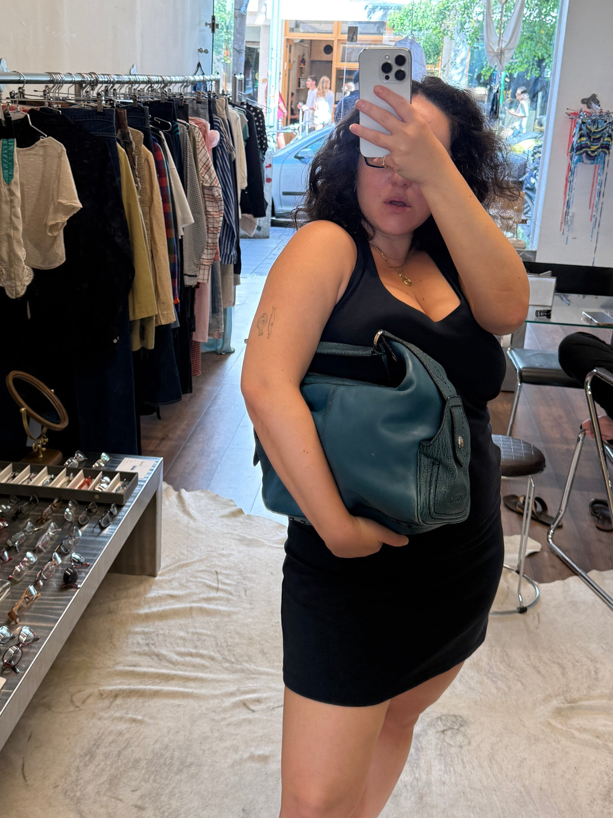 Tod’s Blue Leather Shoulder Bag 2000s