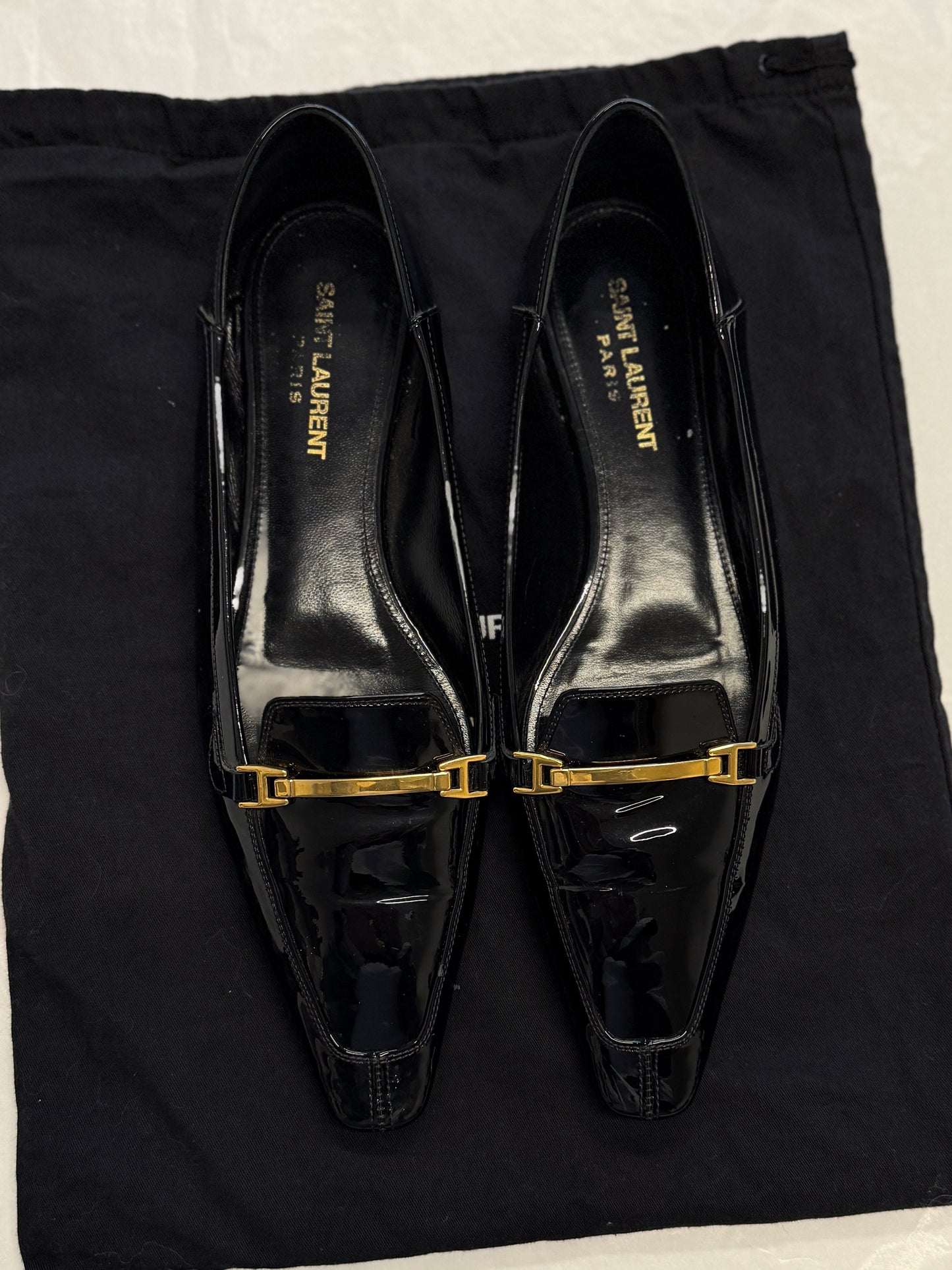 Saint Laurent Paris Patent Horsebit Loafers 37.5 EU