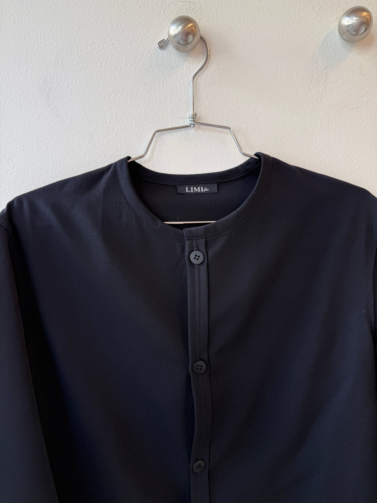 LIMI feu by Yohji Yamamoto Black Sculpted Wool Cardigan