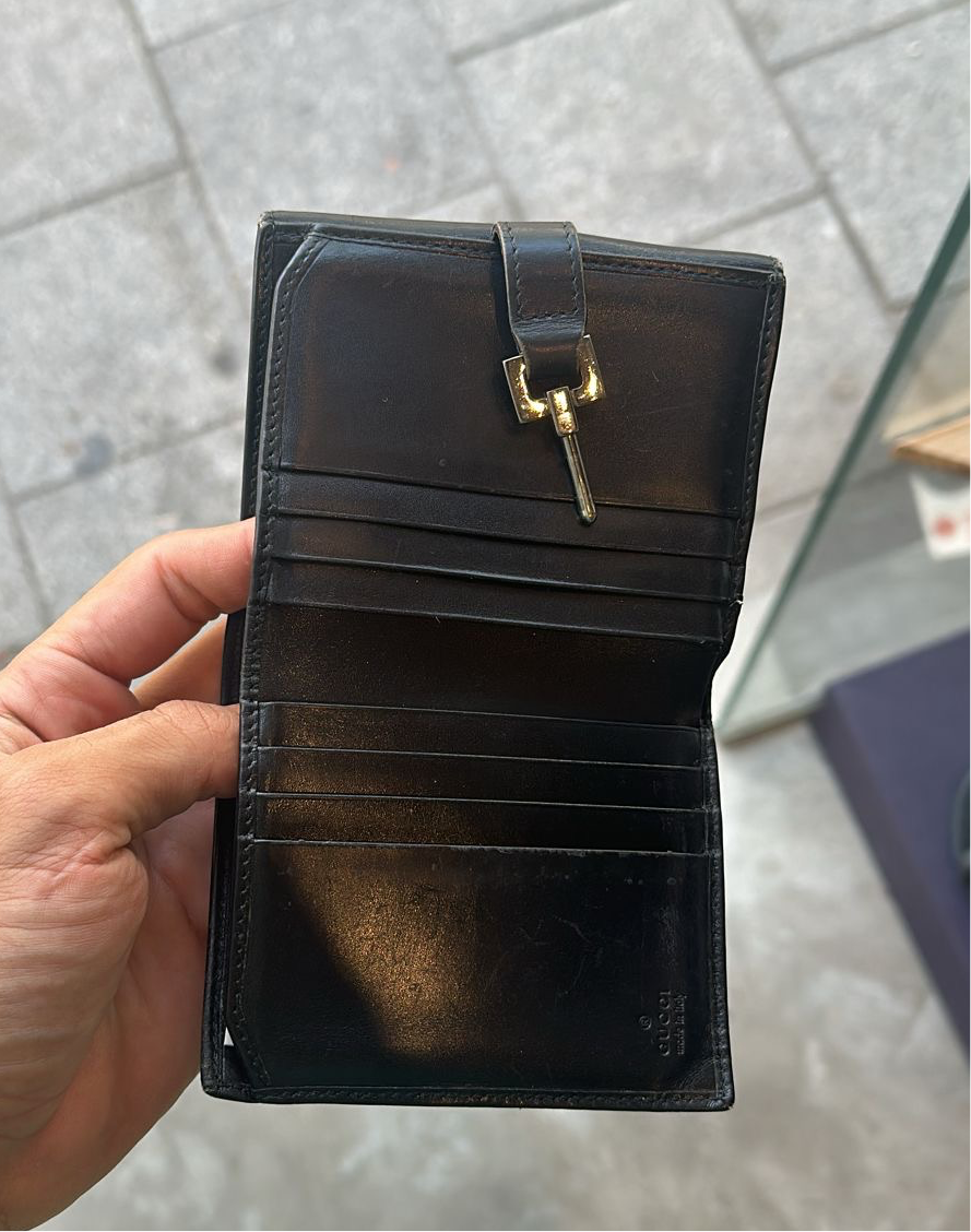 GUCCI Jackie black leather bifold wallet