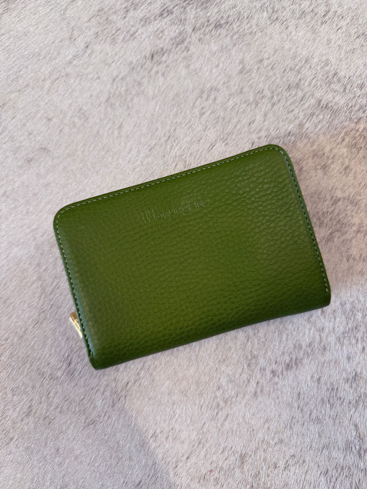 U by Ungaro Green Leather Zip Wallet