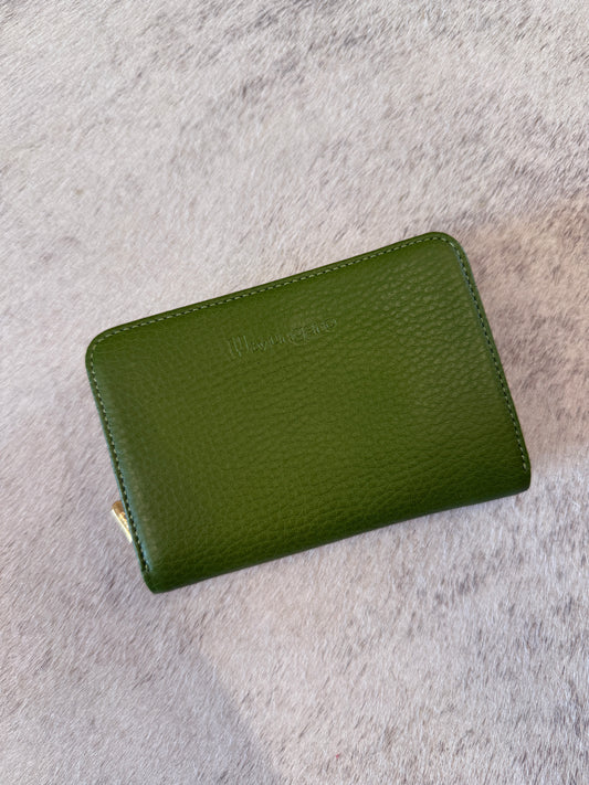 U by Ungaro Green Leather Zip Wallet