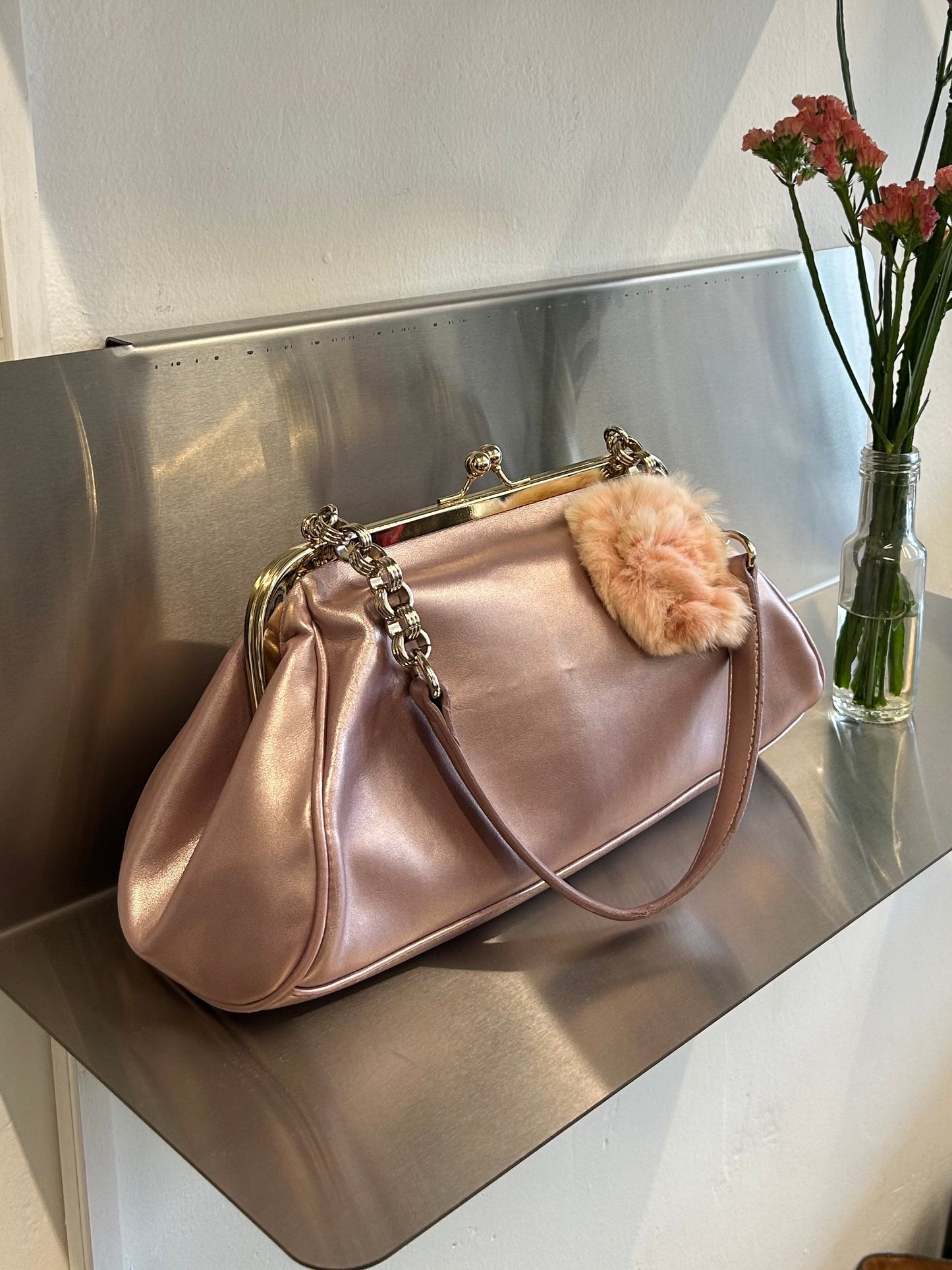 LIZ CLAIBORNE light pink metallic purse