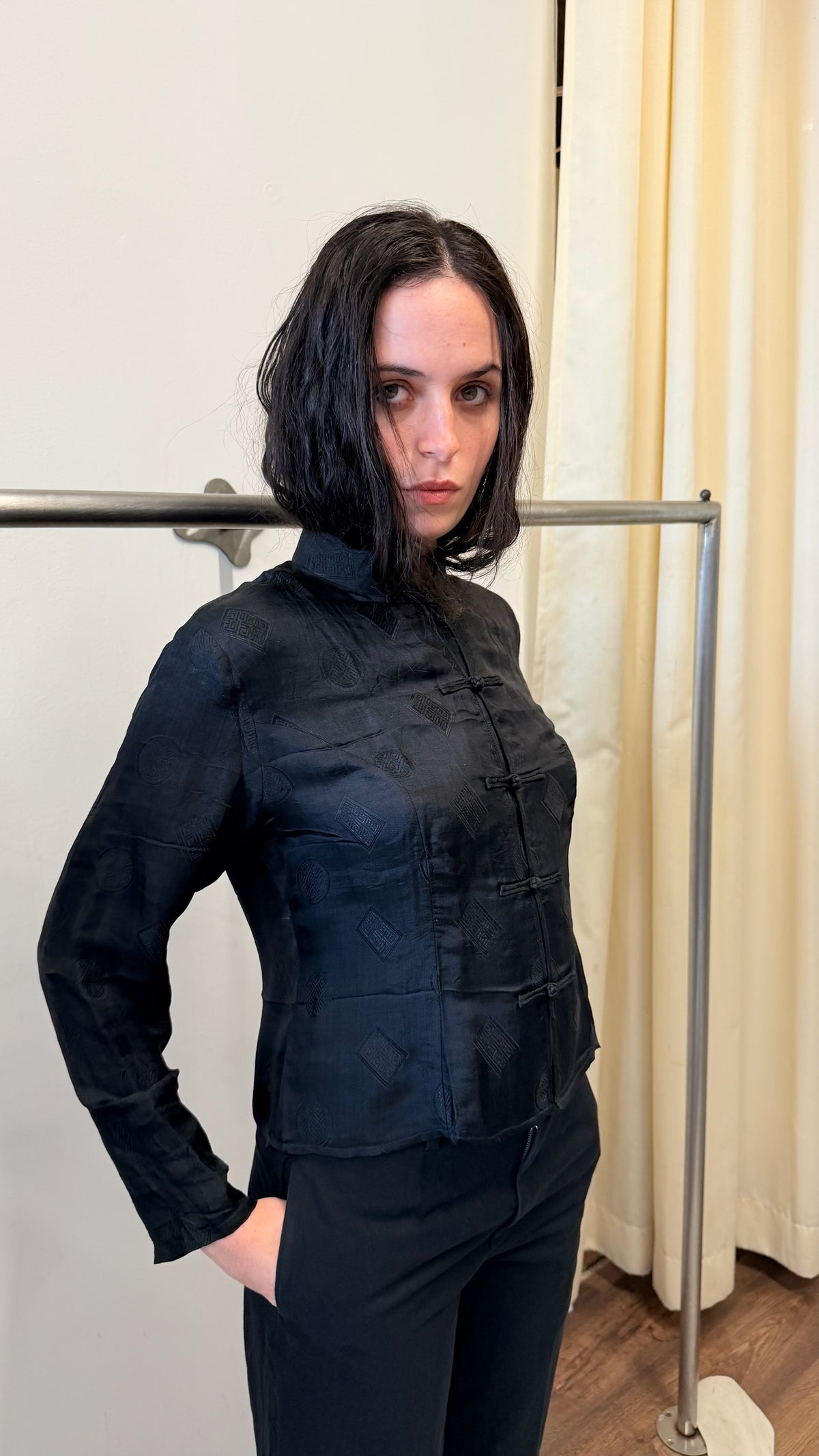Vintage Black Silk Jacquard Chinese Jacket