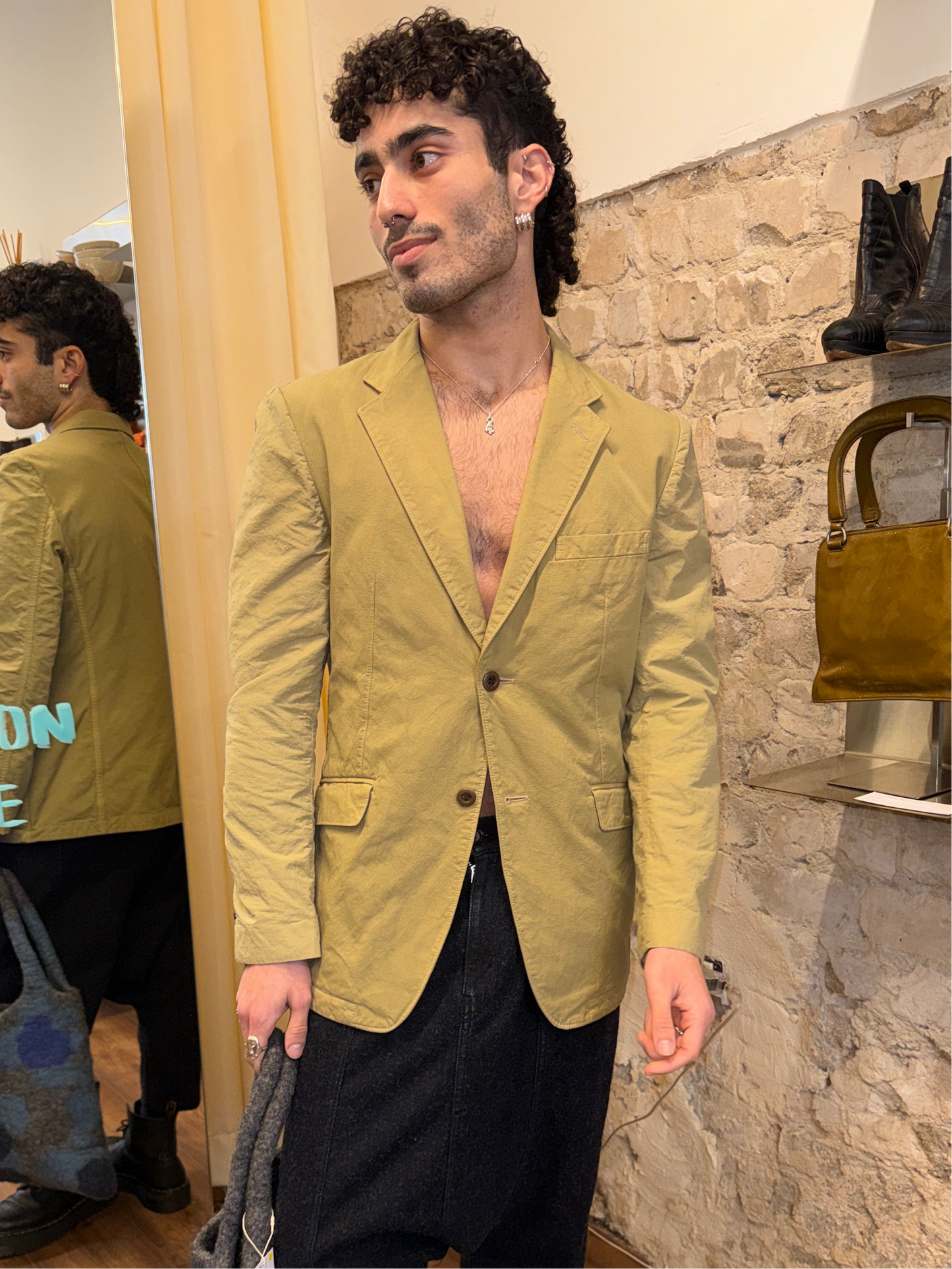Comme des Garçons Homme Olive Cotton Blazer