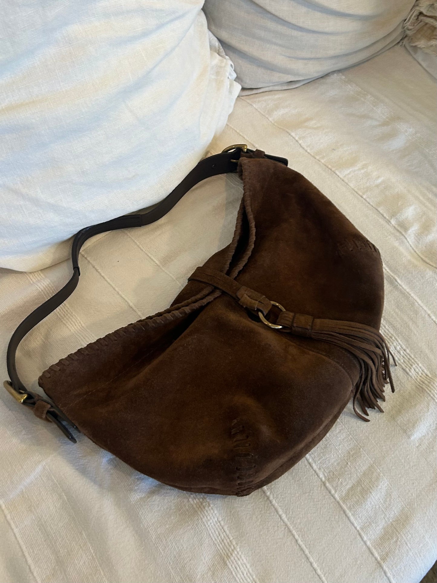 COACH brown suede fringes bag