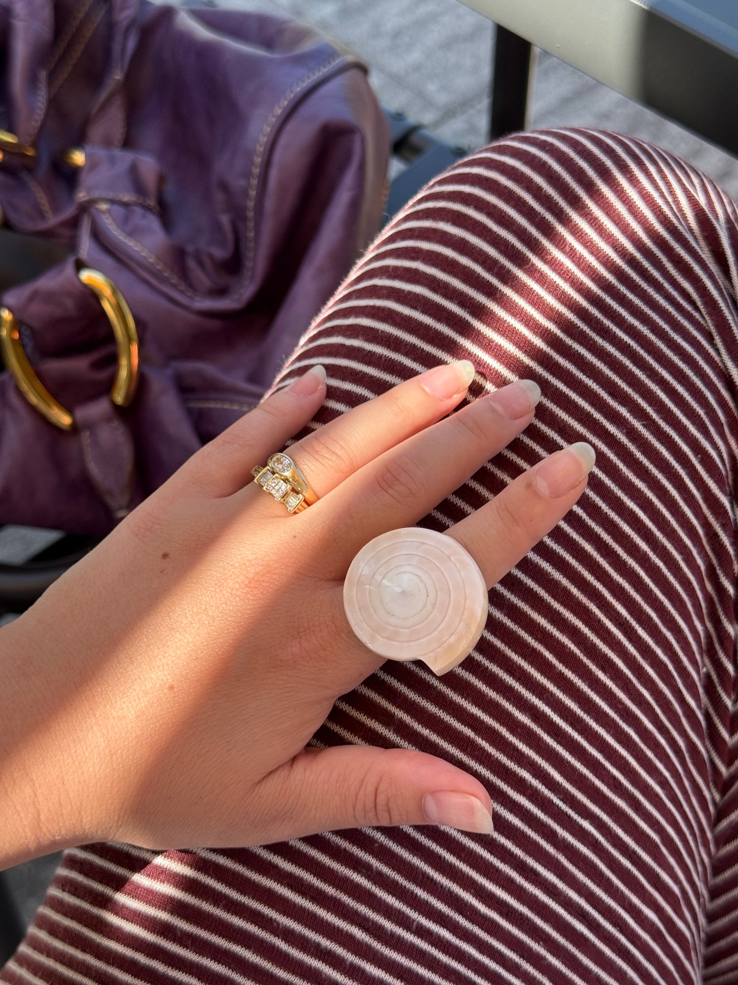 Vintage Carved Shell Statement Ring