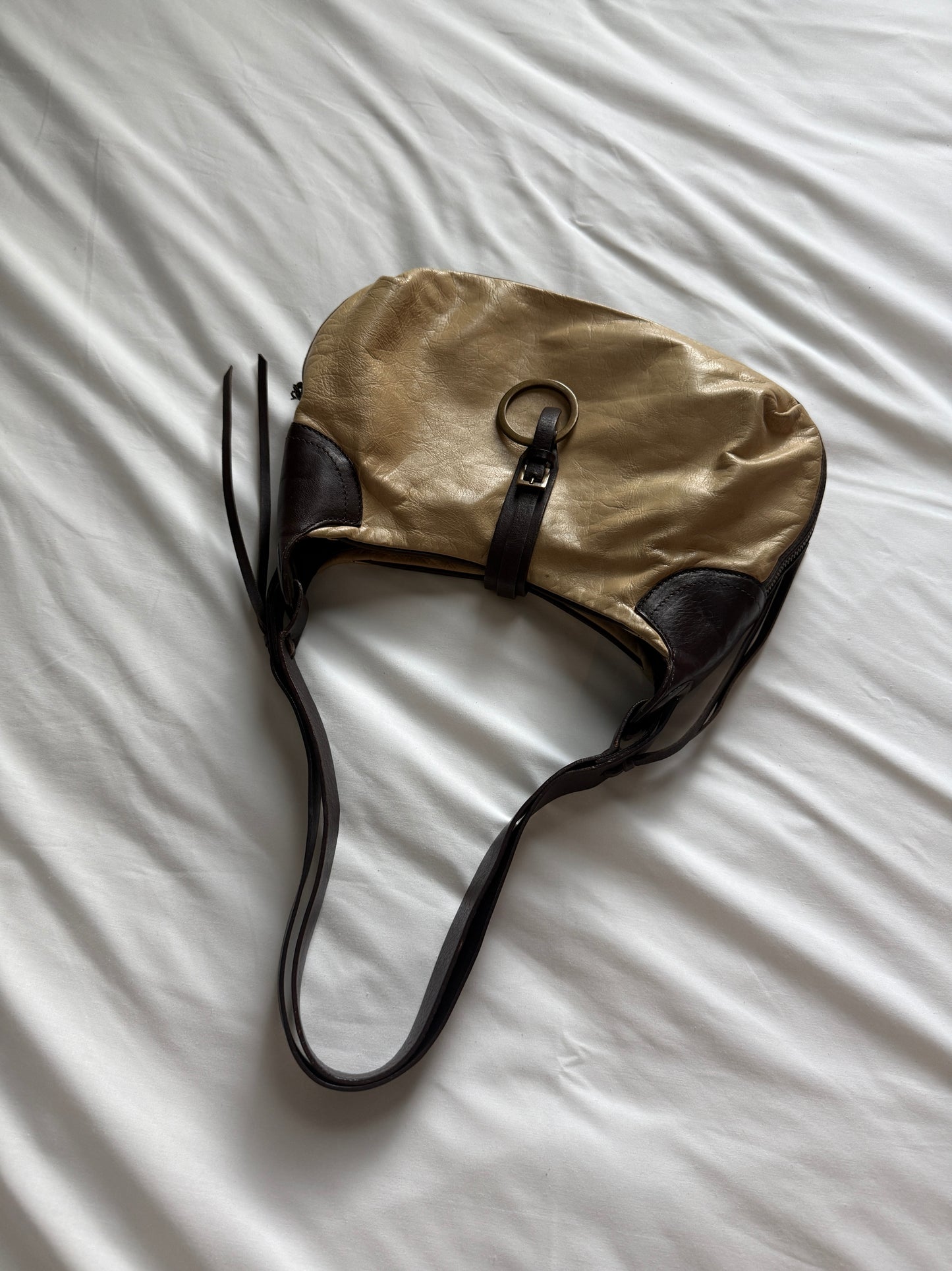 Vintage Gianni Chiarini Metallic Leather Expandable Shoulder Bag