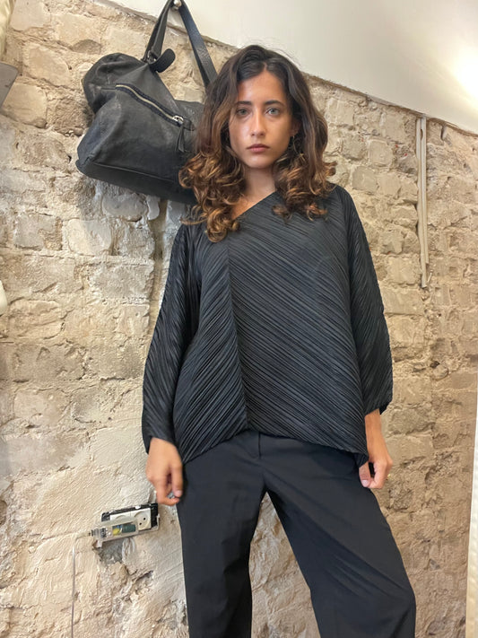 Pleats Please Issey Miyake Asymmetrical Pleated Top