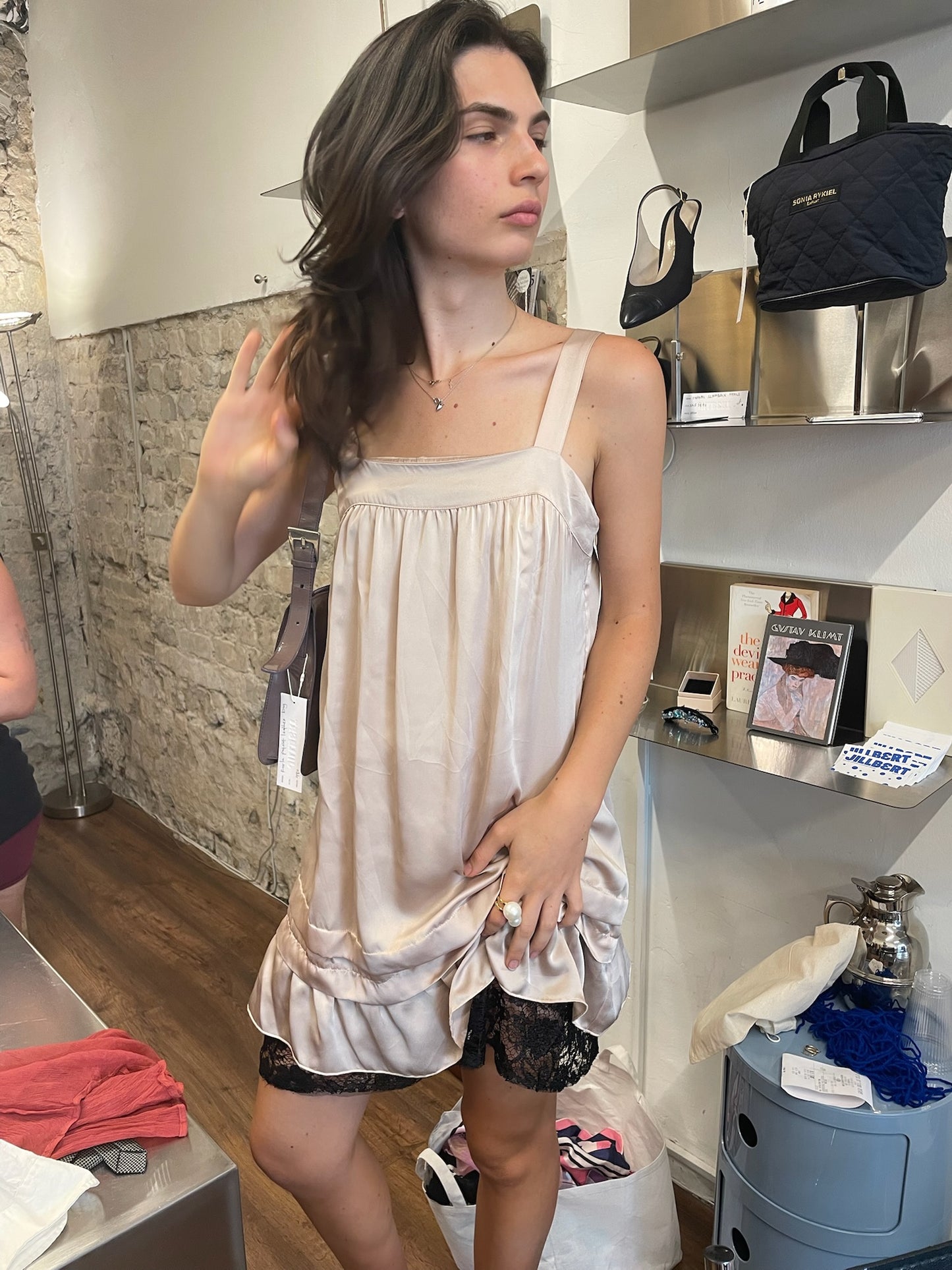 Sisley 2012 Satin & Lace Mini Dress
