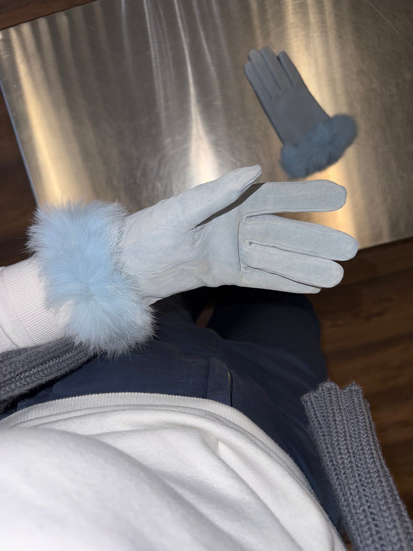 Vintage Japanese leather & fur gloves