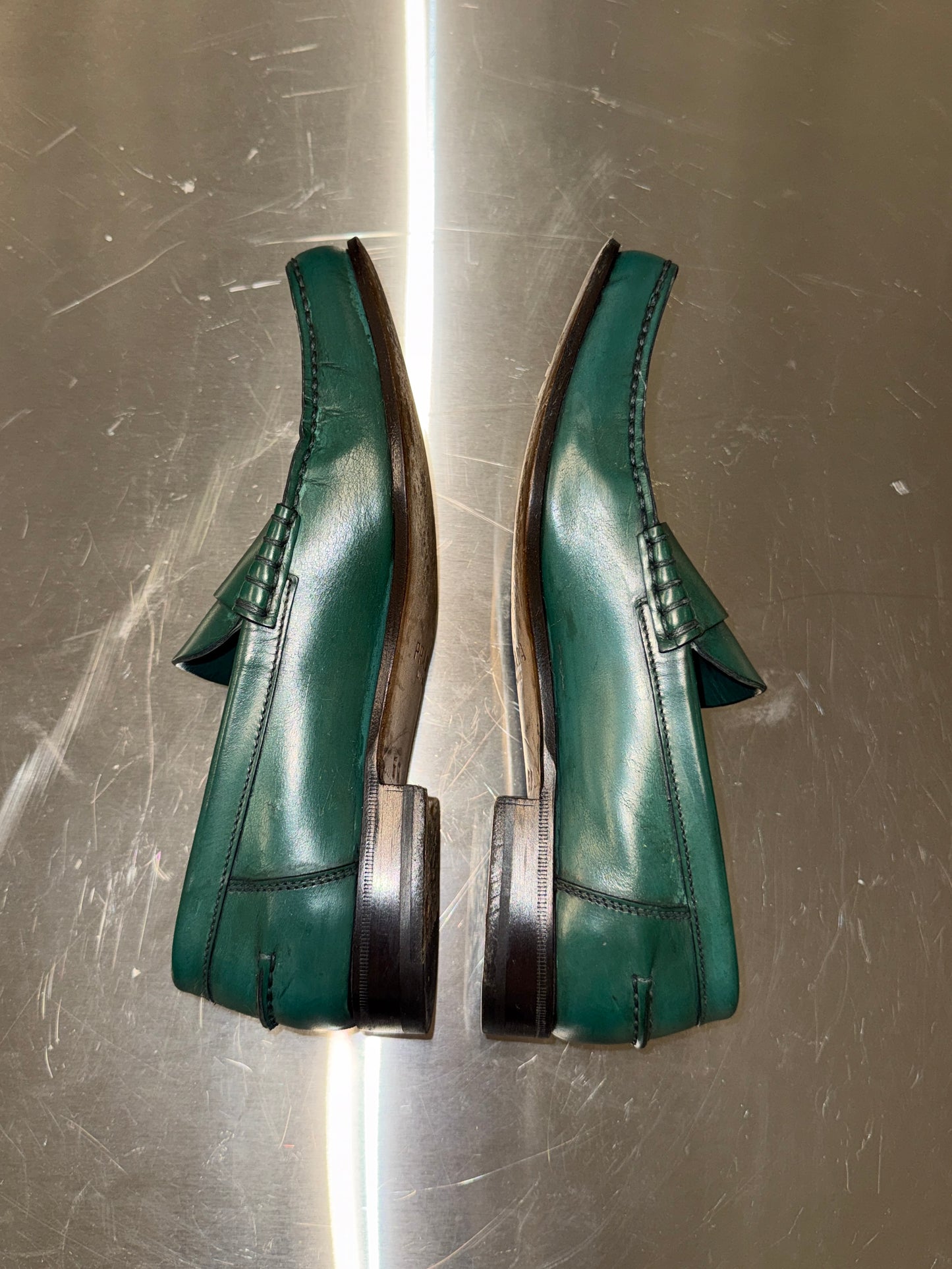 Prada Green Leather Loafers 1990s