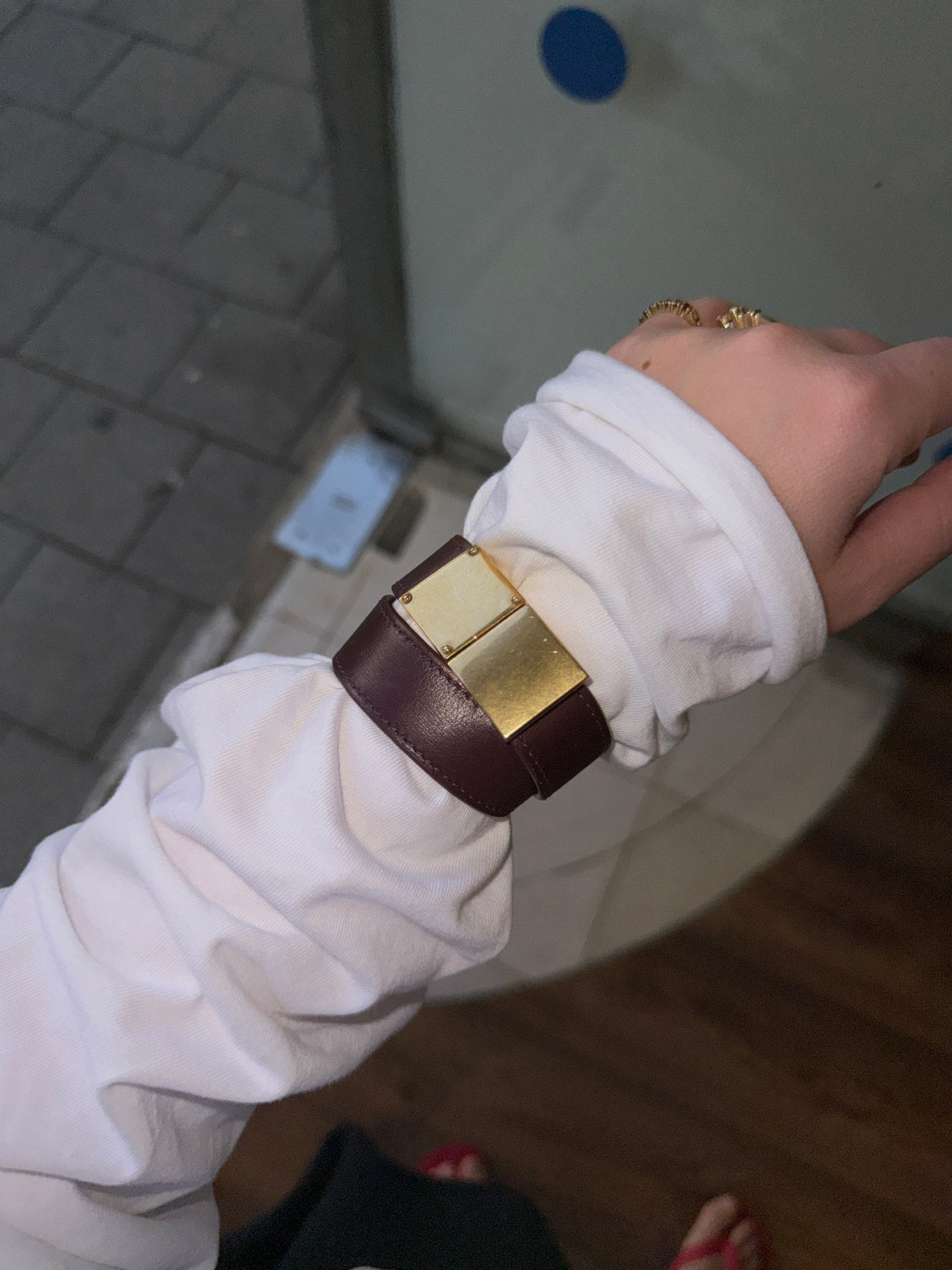 Céline by Phoebe Philo Burgundy Leather Double-Wrap Bracelet