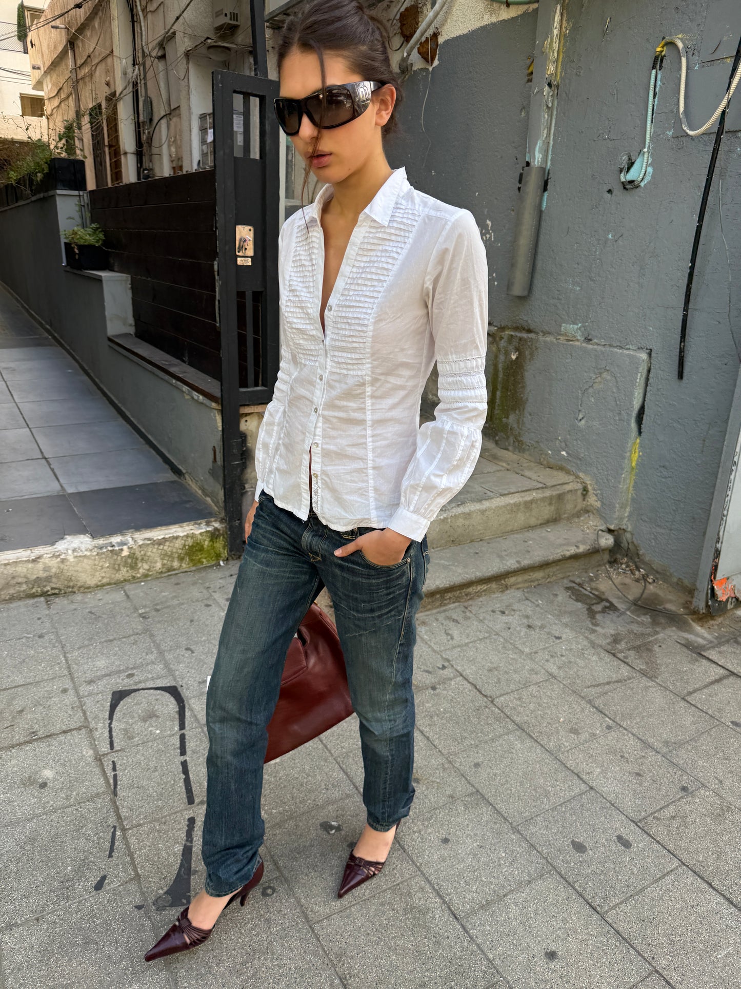 Calvin Klein Pintuck Shirt c. 2000s