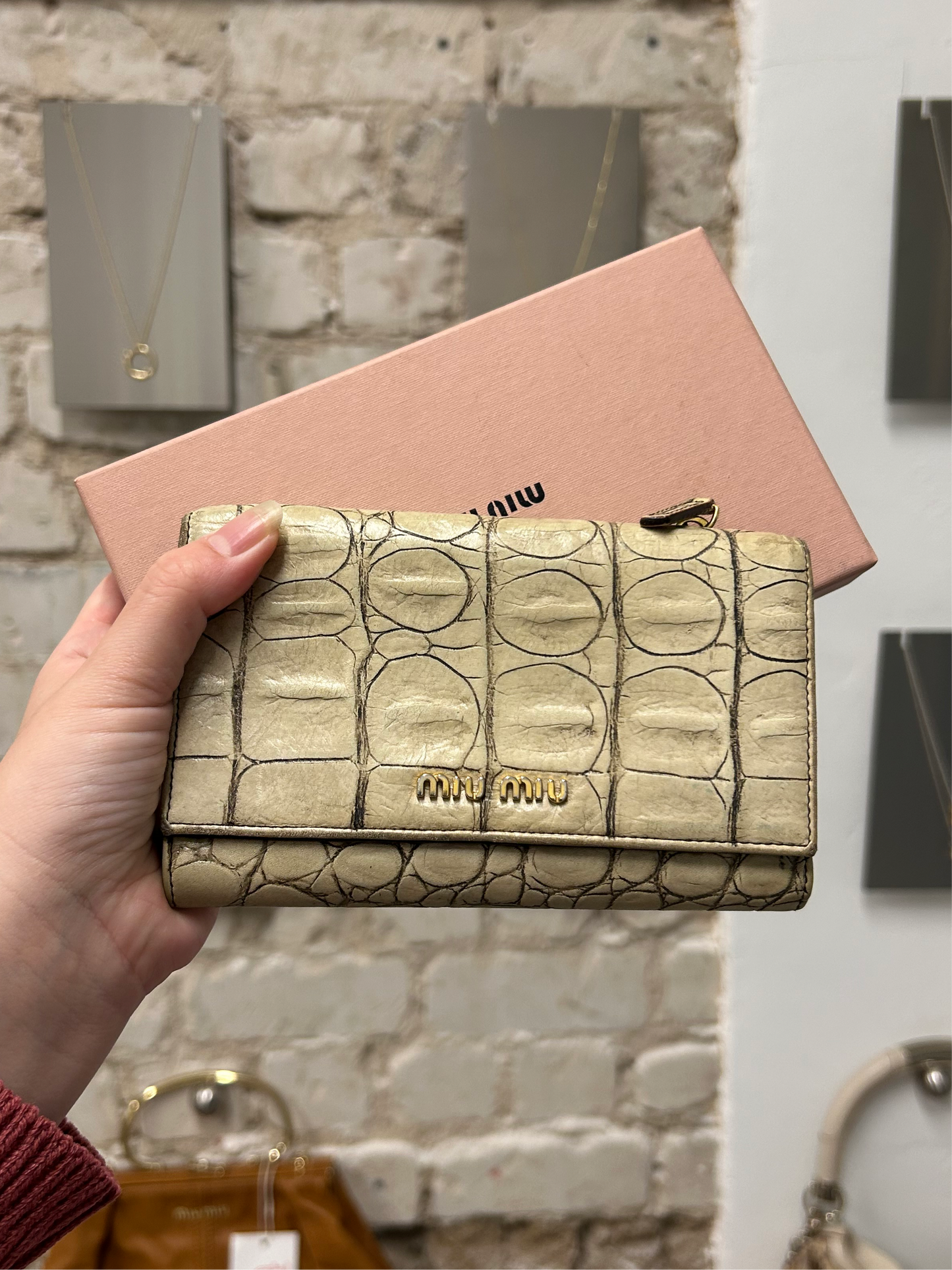 MIU MIU crocodile mini wallet