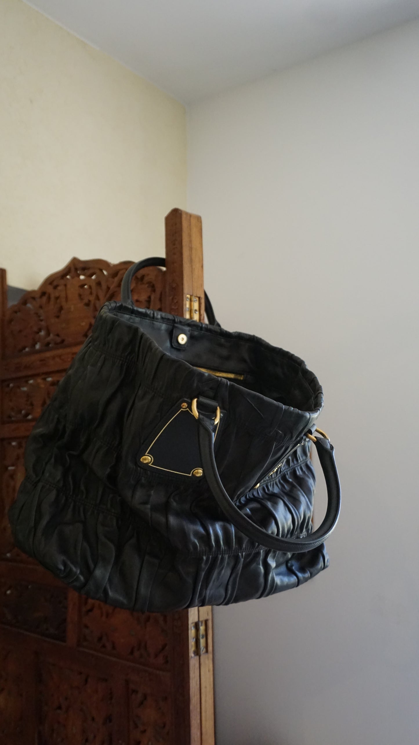 PRADA black nappa gaufre tote